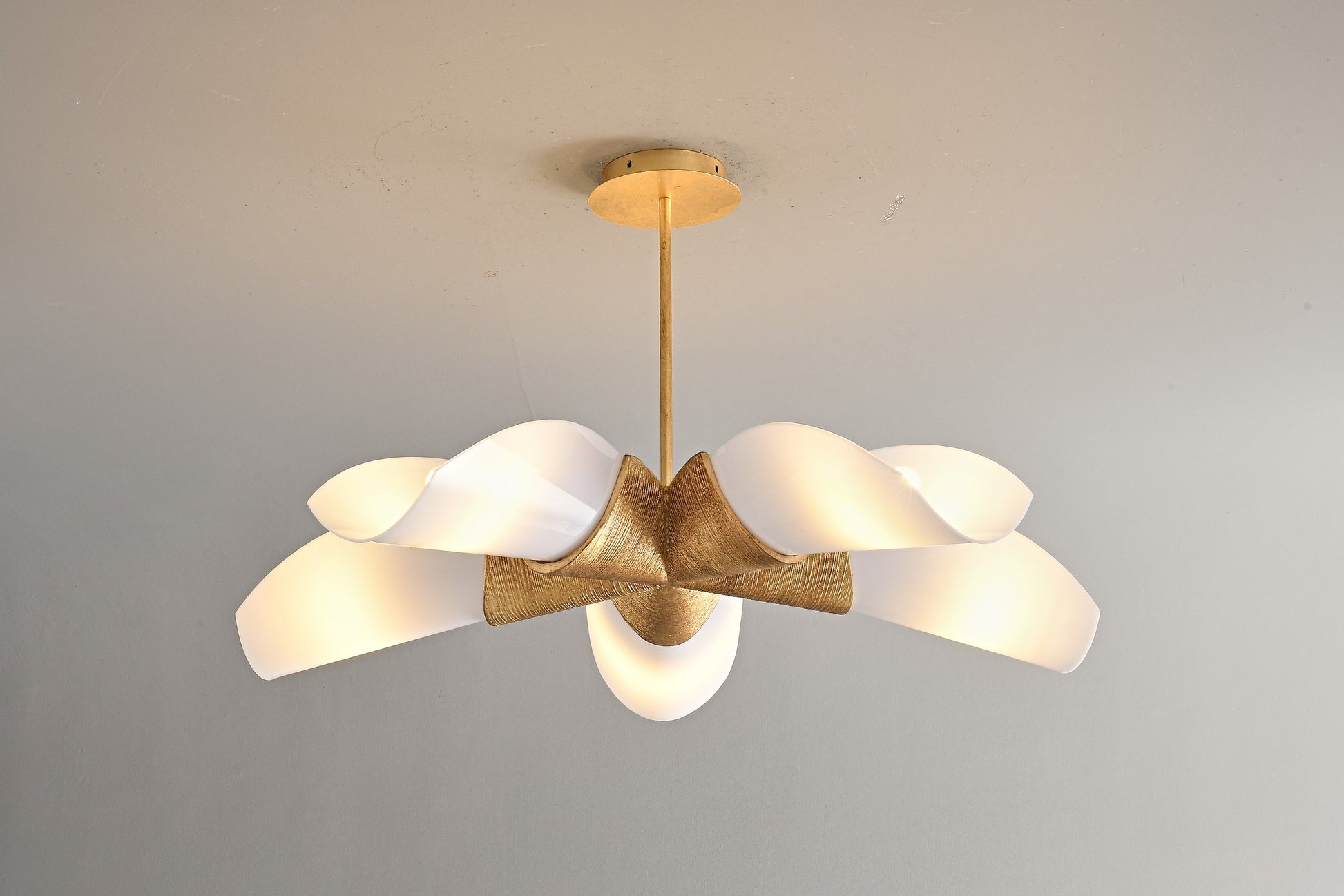 Gold Leaf Acrylic Petal Chandelier - 10 9-3- 5