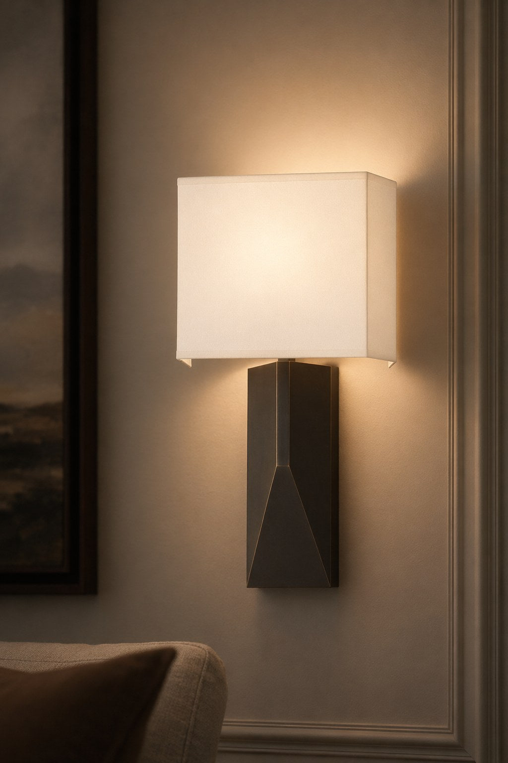 Geometric Brass Fabric Shade Wall Sconce - 10 12-night-mood