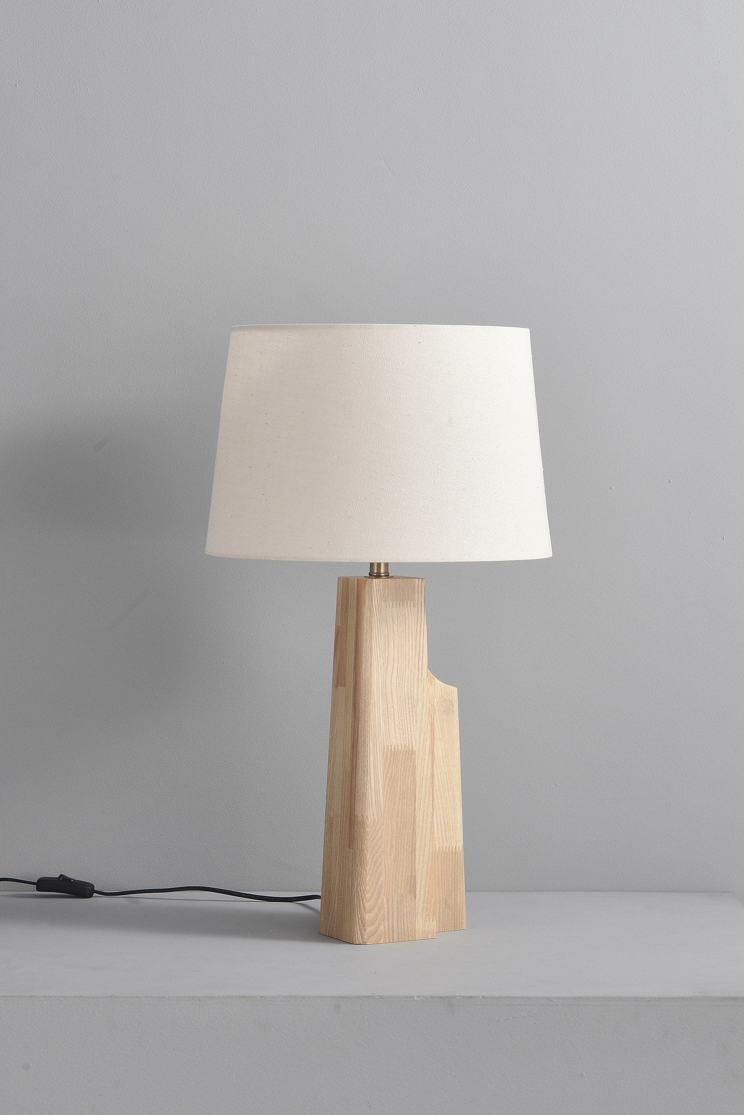 Ash Wood Fabric Shade Table Lamp - 10 8-29- 239