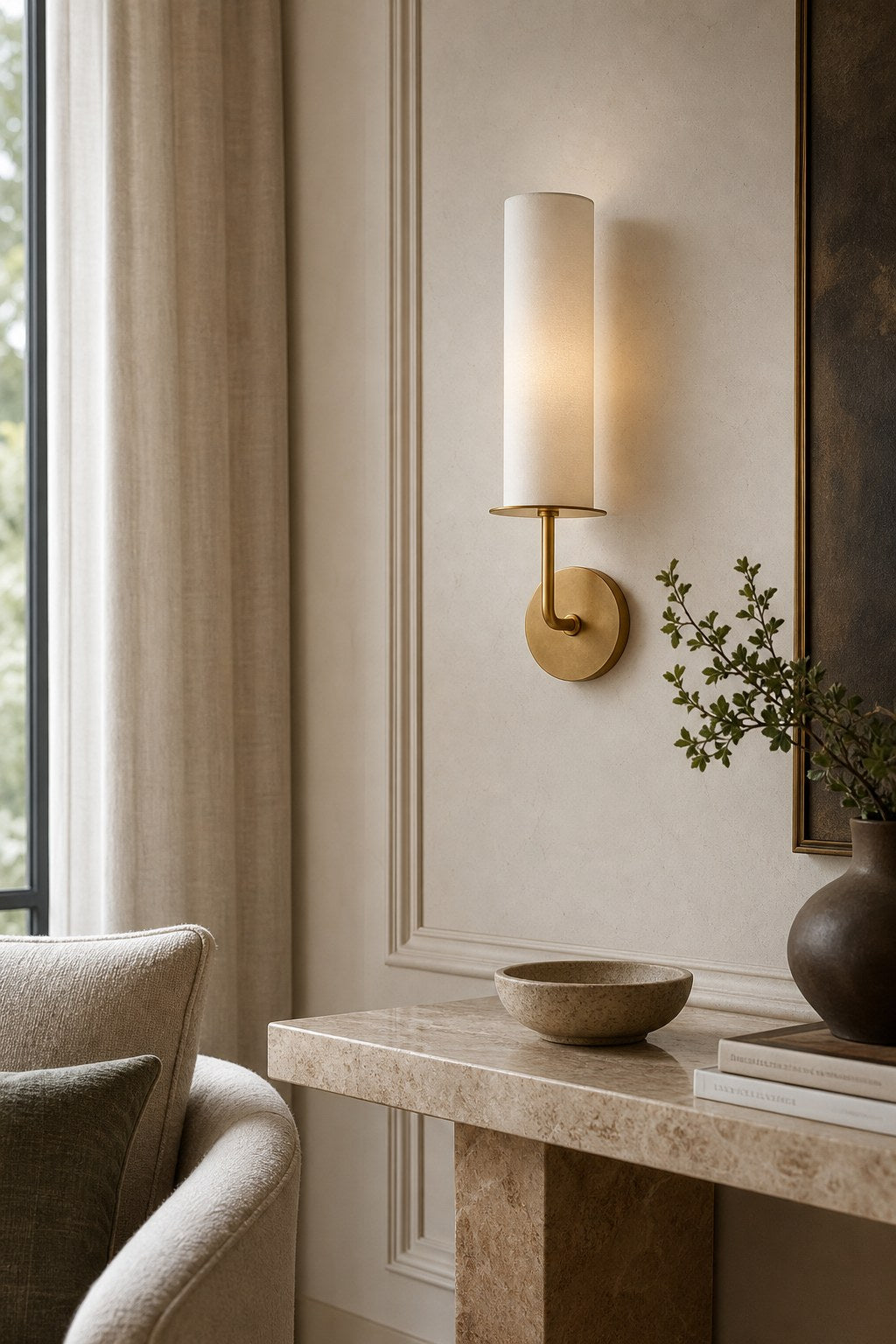 Solid Brass Fabric Shade Wall Sconce product view, view 11