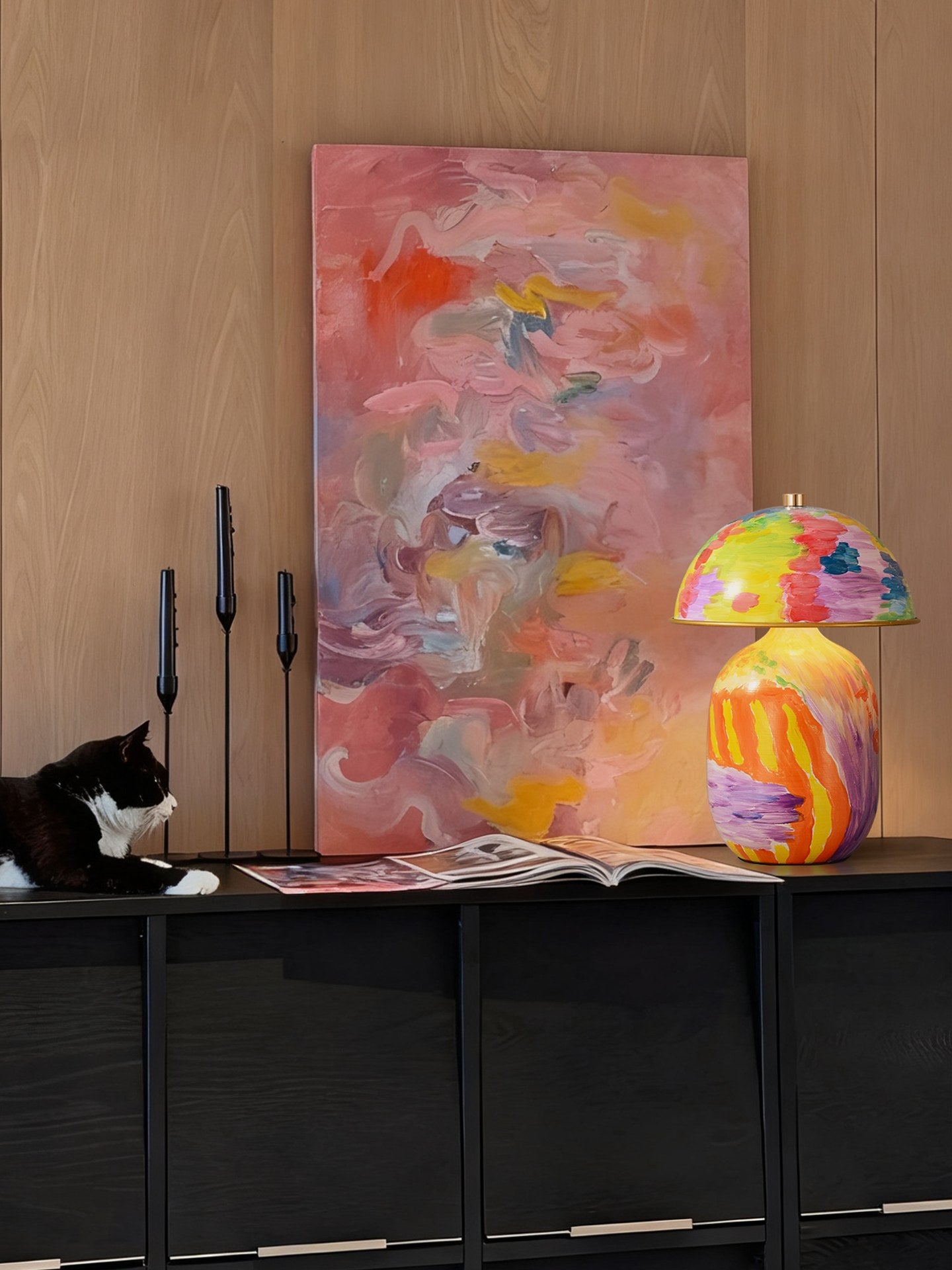 Hand-Painted Multicolor Ceramic Table Lamp - 11 场景 (4)