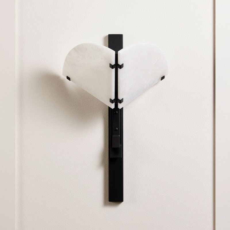 Spanish Snowflake Alabaster and Black Metal Wall Sconce - 12 582f9421-b17a-4e15-ad39-76a9481512d9
