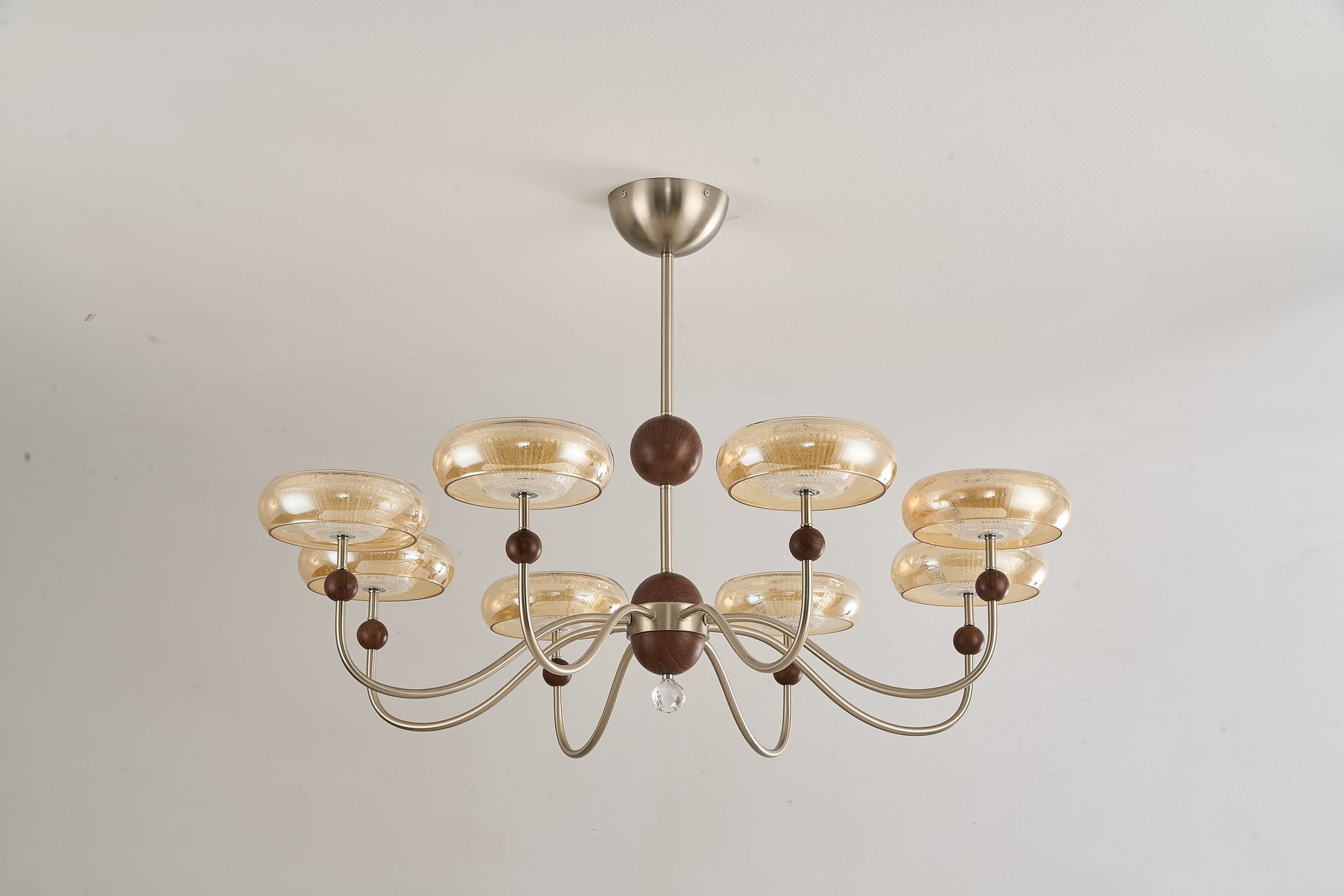 Sand Nickel Wood-Grain Glass LED Chandelier - 12 DSC06252