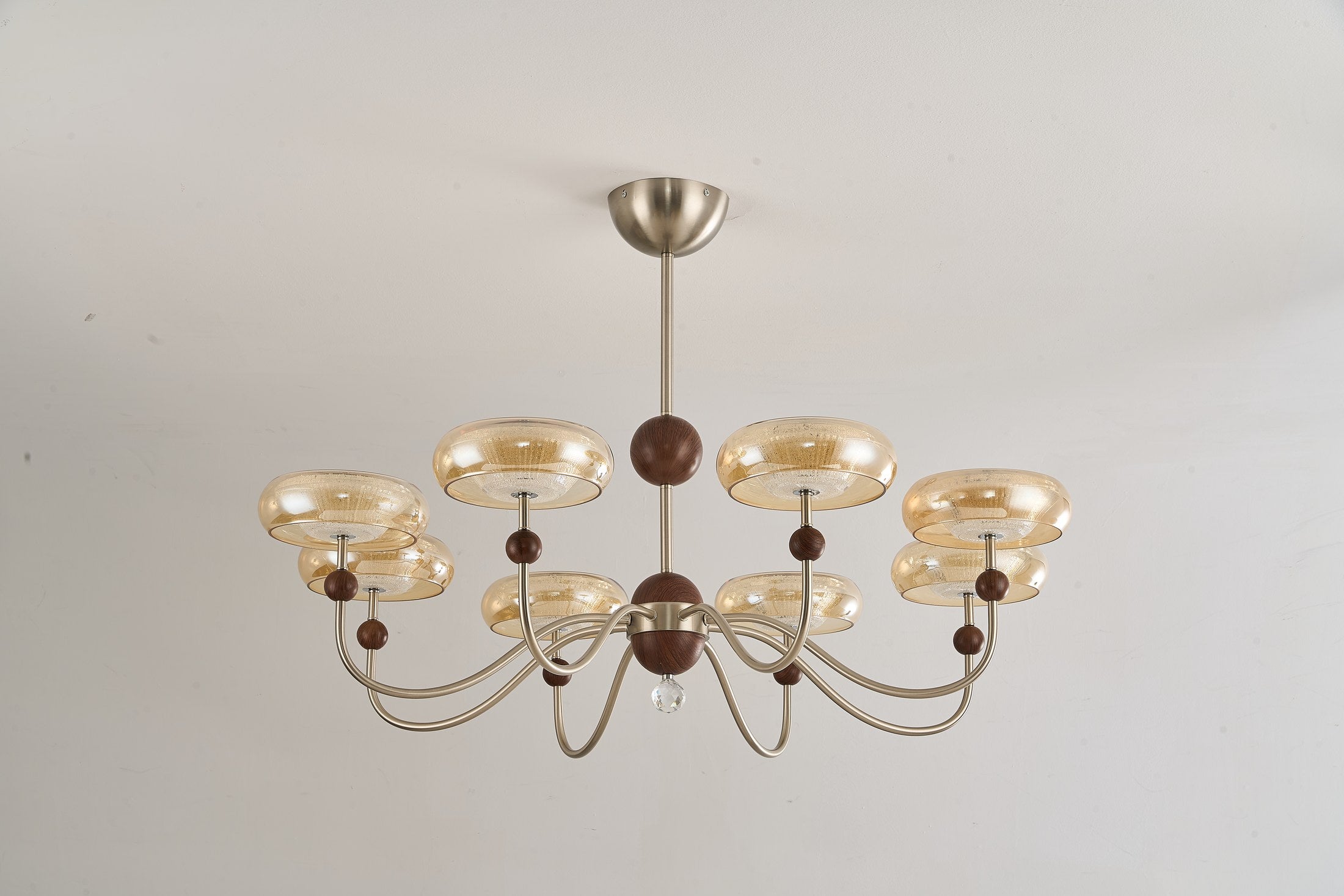 Sand Nickel Wood-Grain Glass LED Chandelier - 12 DSC06252