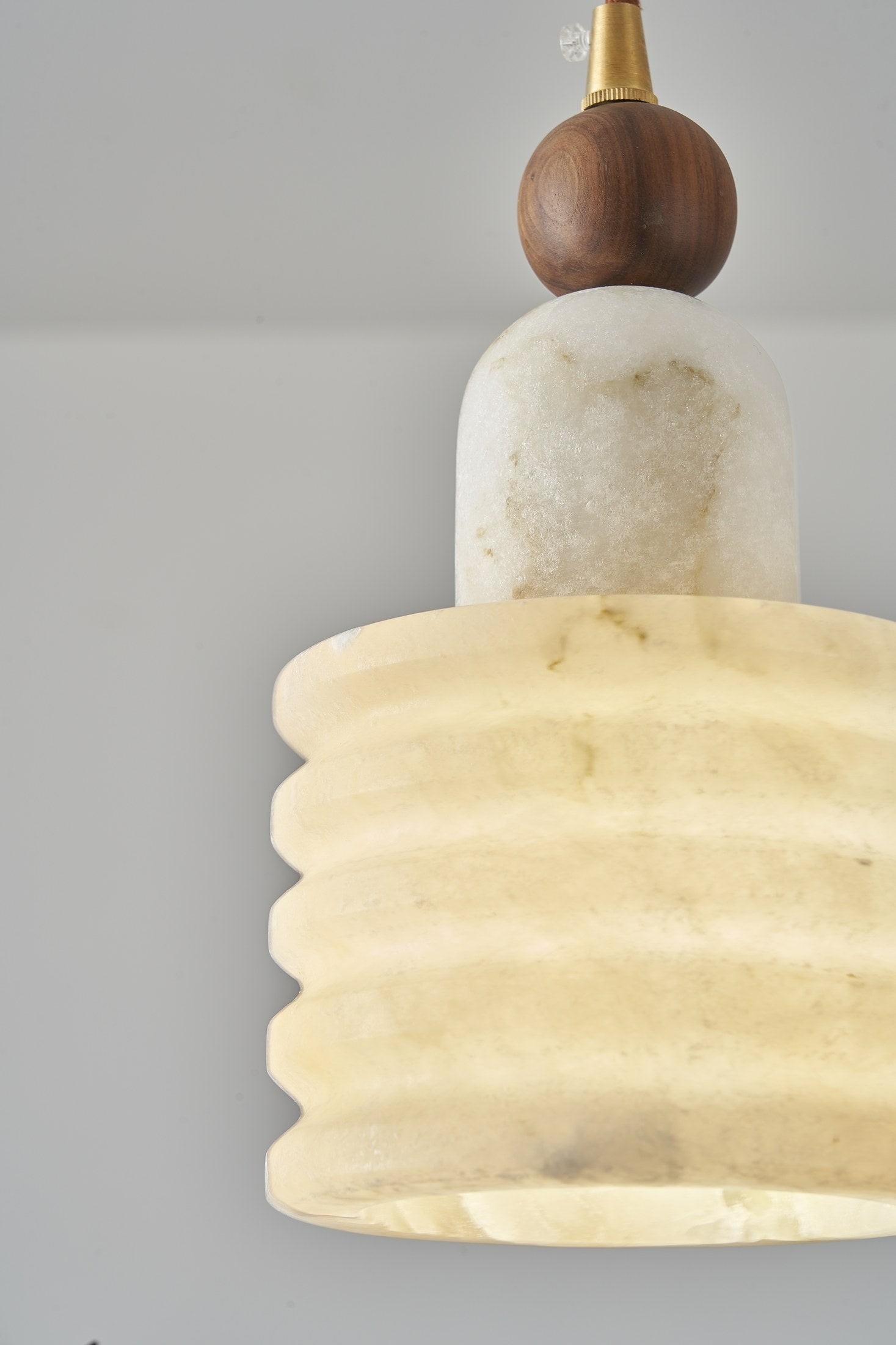 Spanish Marble and Walnut Single Pendant Light - 12 DSC06396