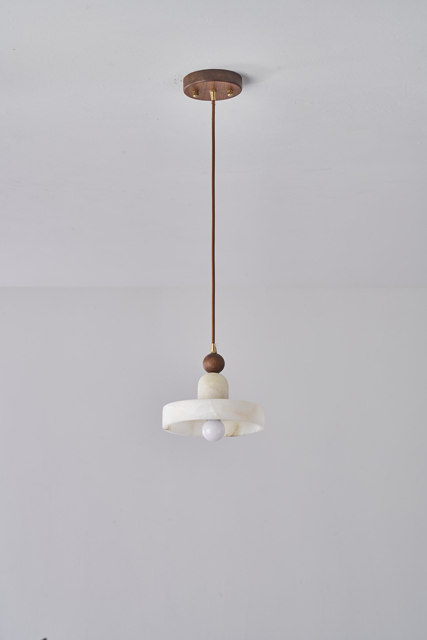 Spanish Marble and Walnut Disc Pendant Light - 13 DSC09651