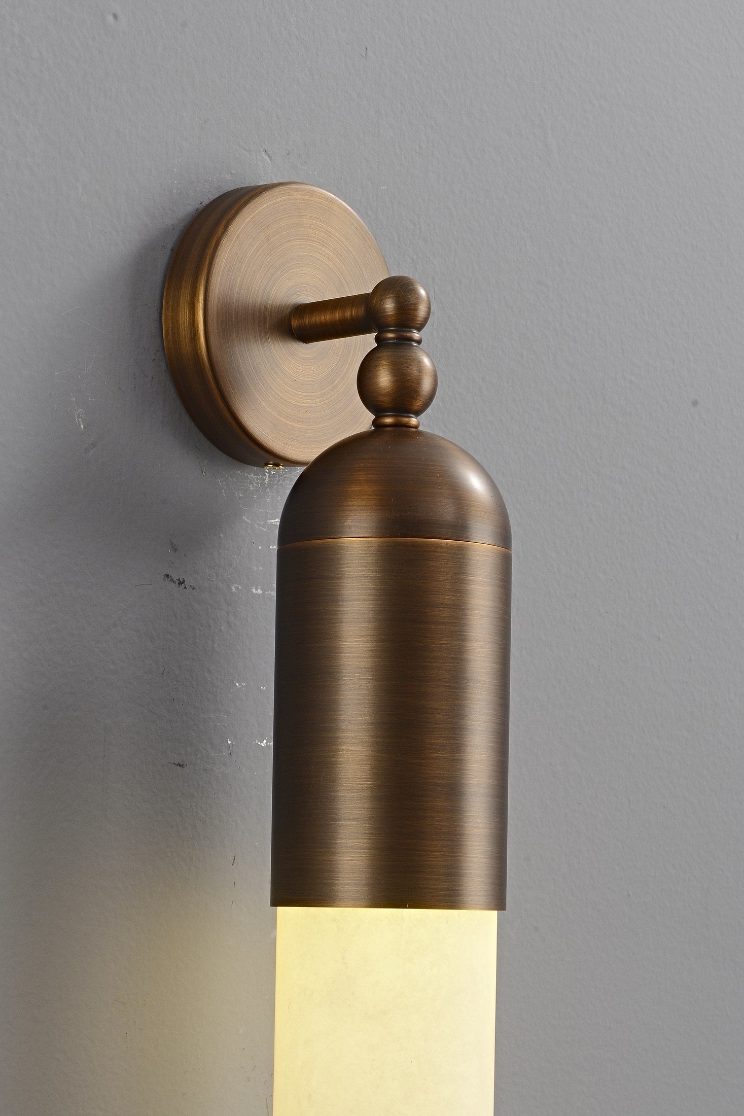 Snowflake Alabaster and Antique Copper Cylinder Wall Sconce - 13 11-22 33