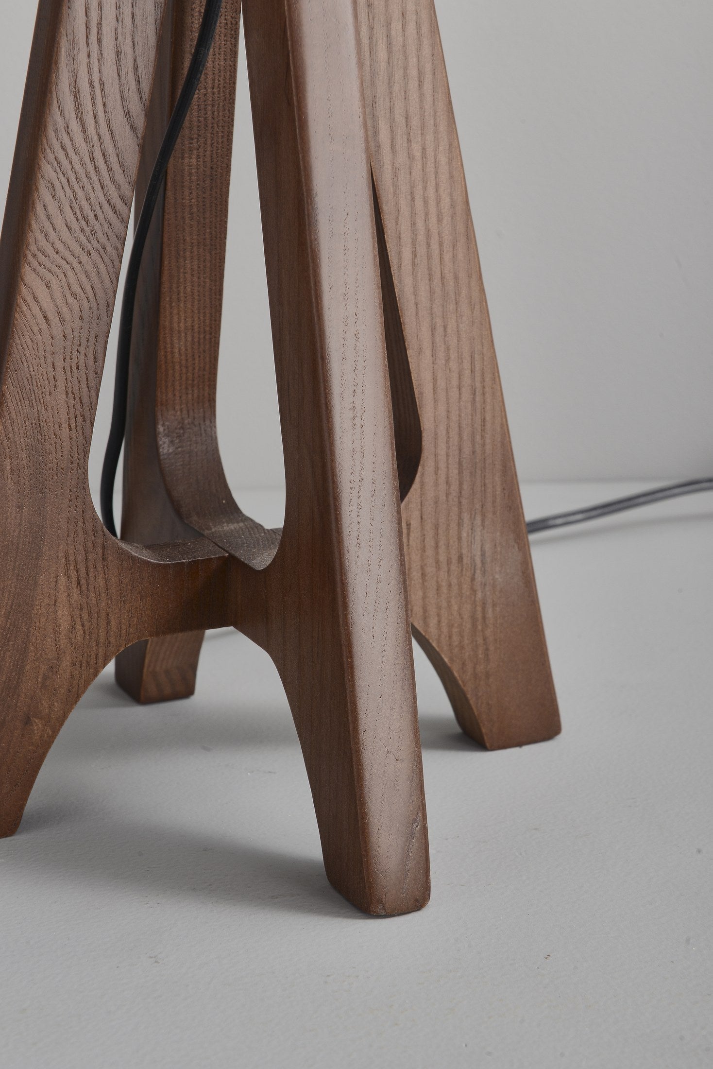 Black Walnut Ash Wood Table Lamp with Off-White Fabric Shade - 13 8-29- 201