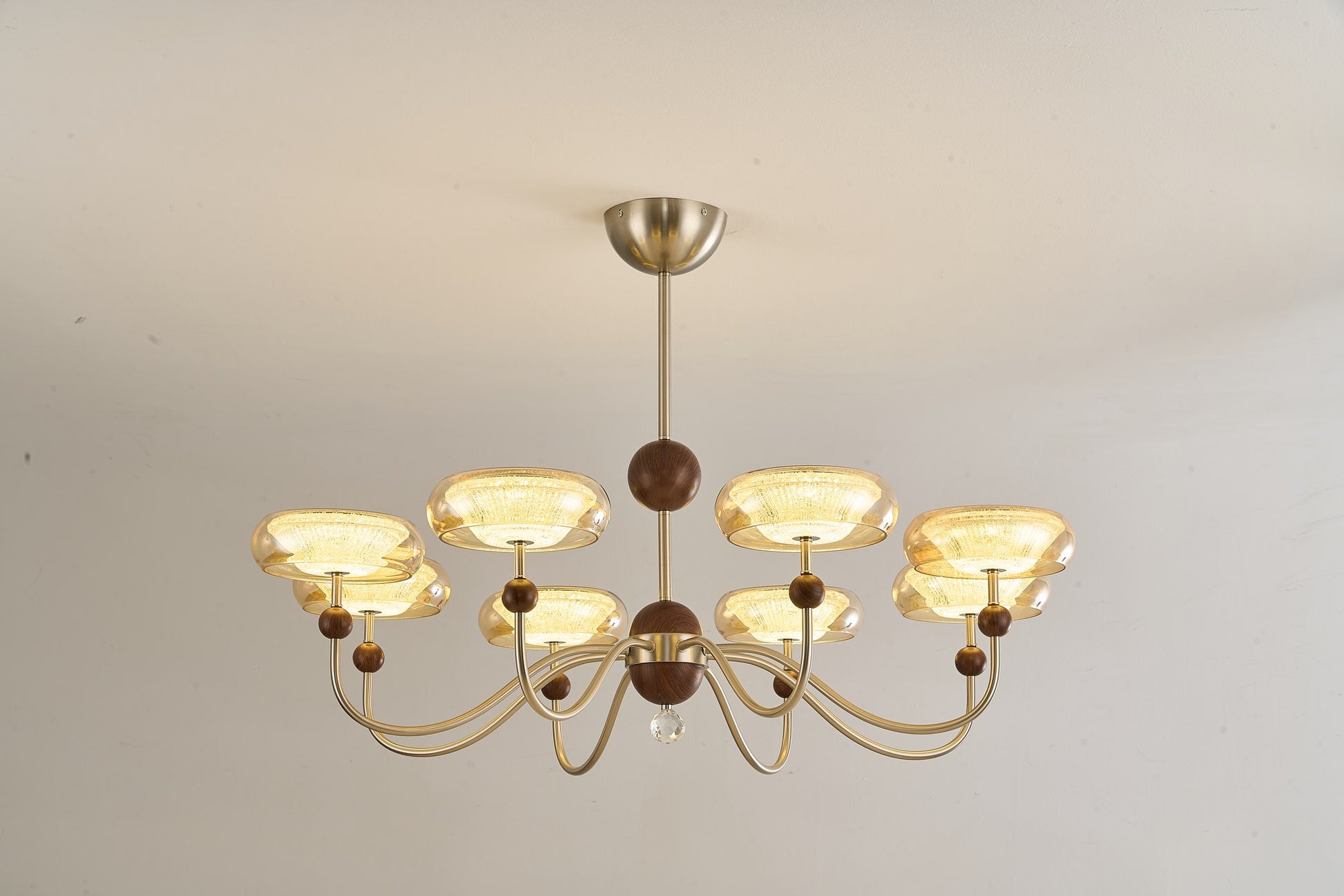 Sand Nickel Wood-Grain Glass LED Chandelier - 13 DSC06261