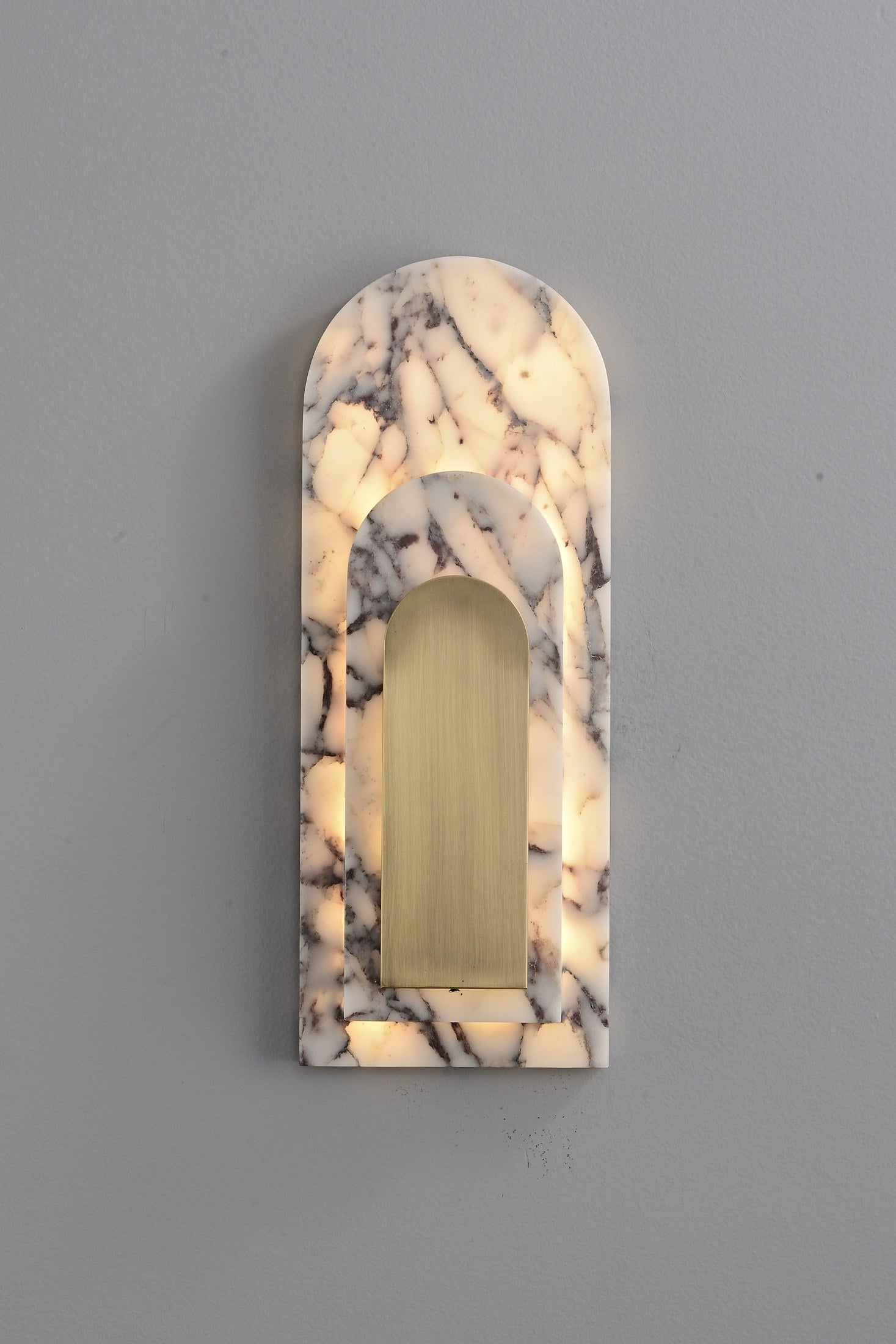Bulgari Marble and Brushed Copper Arched Wall Sconce - 14 11-22 45