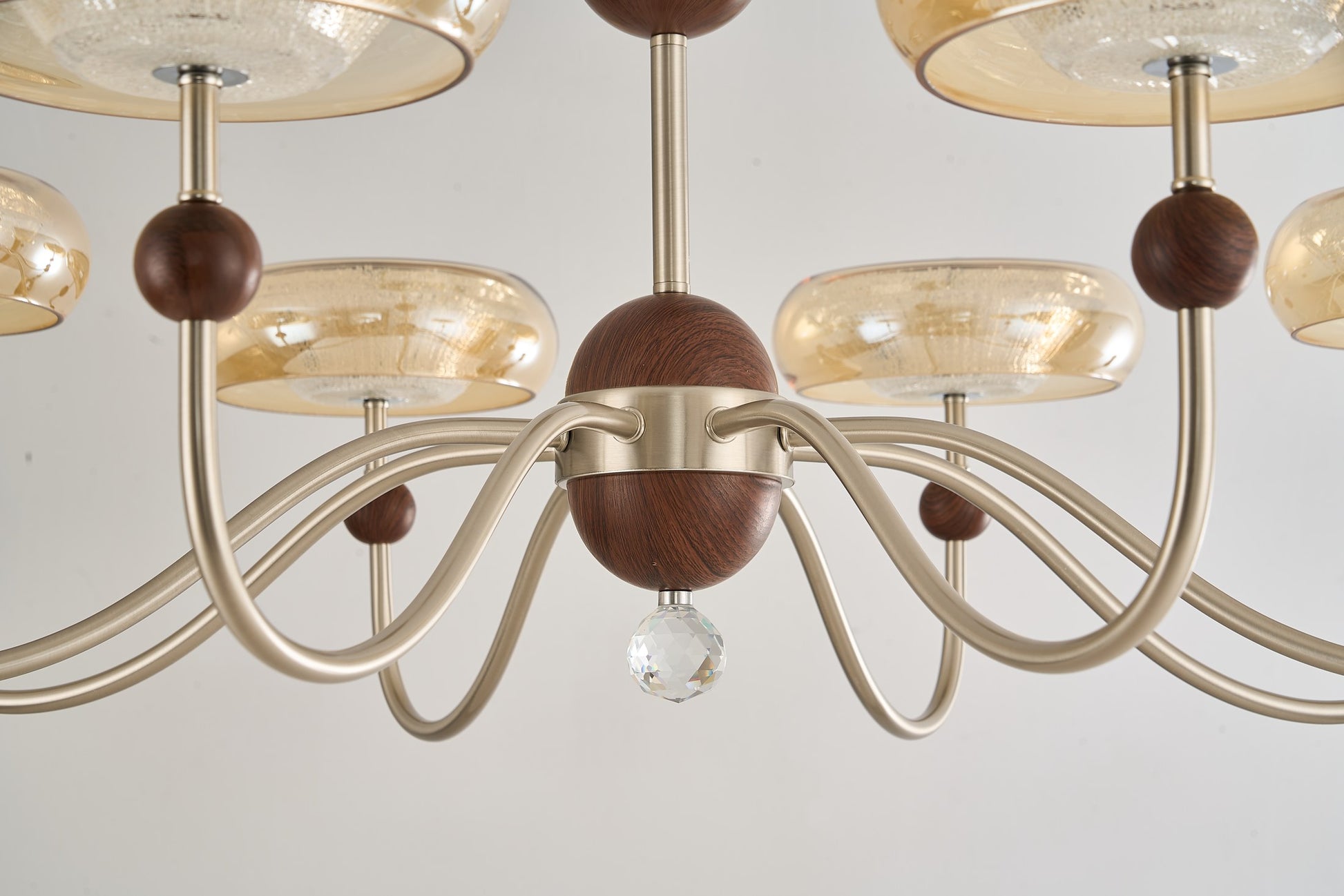 Sand Nickel Wood-Grain Glass LED Chandelier - 14 DSC06291