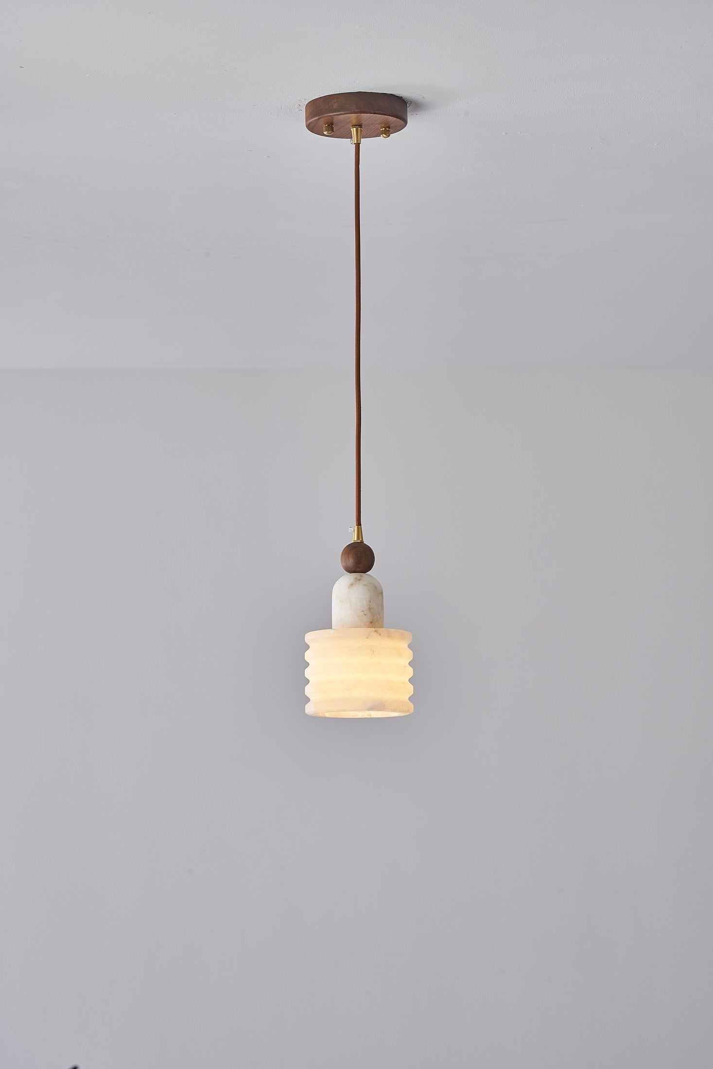 Spanish Marble and Walnut Single Pendant Light - 14 DSC09659