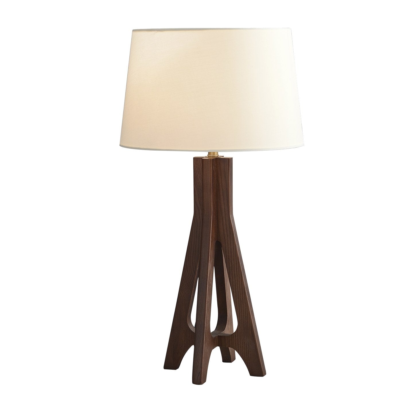Black Walnut Ash Wood Table Lamp with Off-White Fabric Shade - 14 白底
