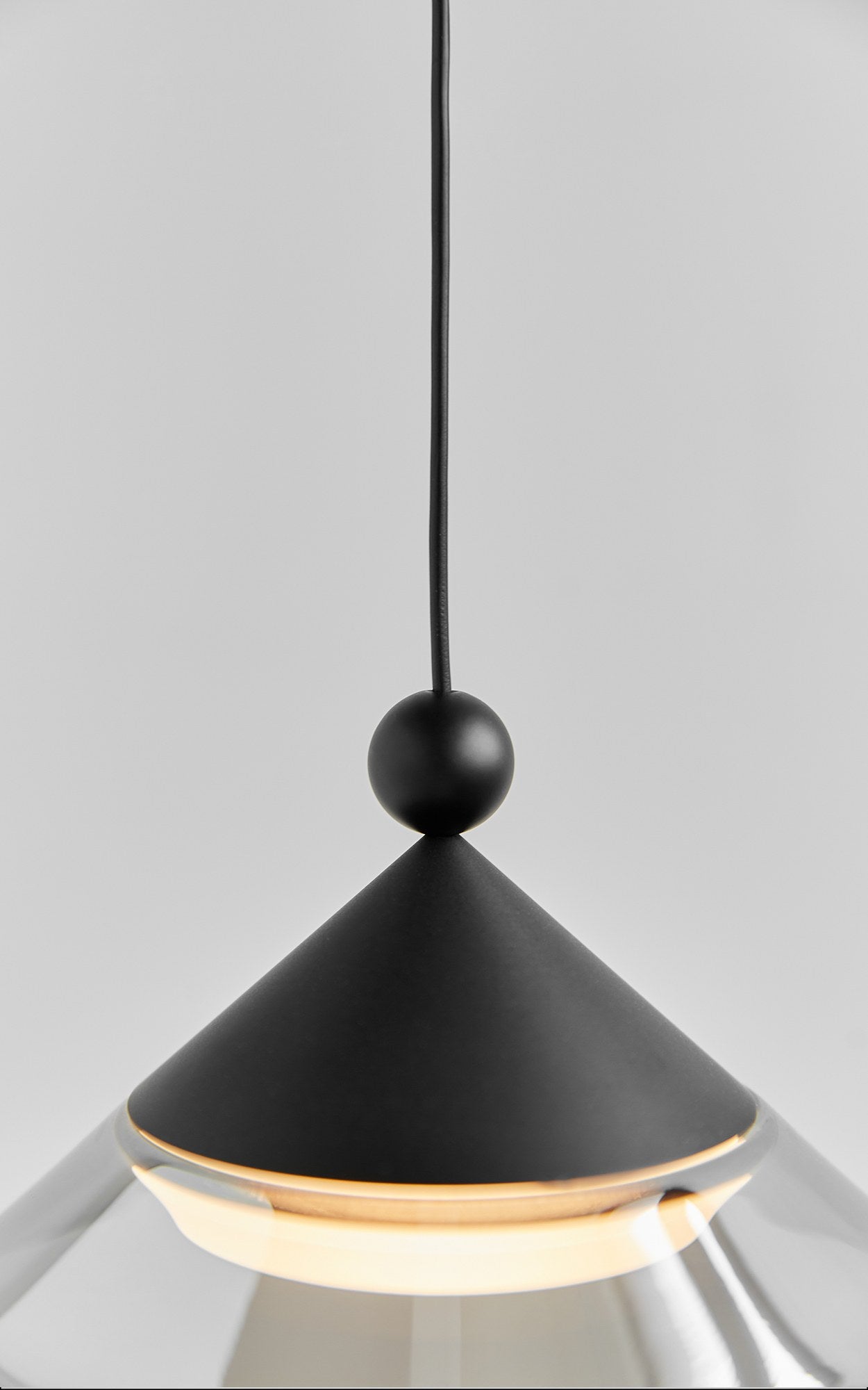 Geometric Black Aluminum and Clear Glass Pendant Light - 14 3