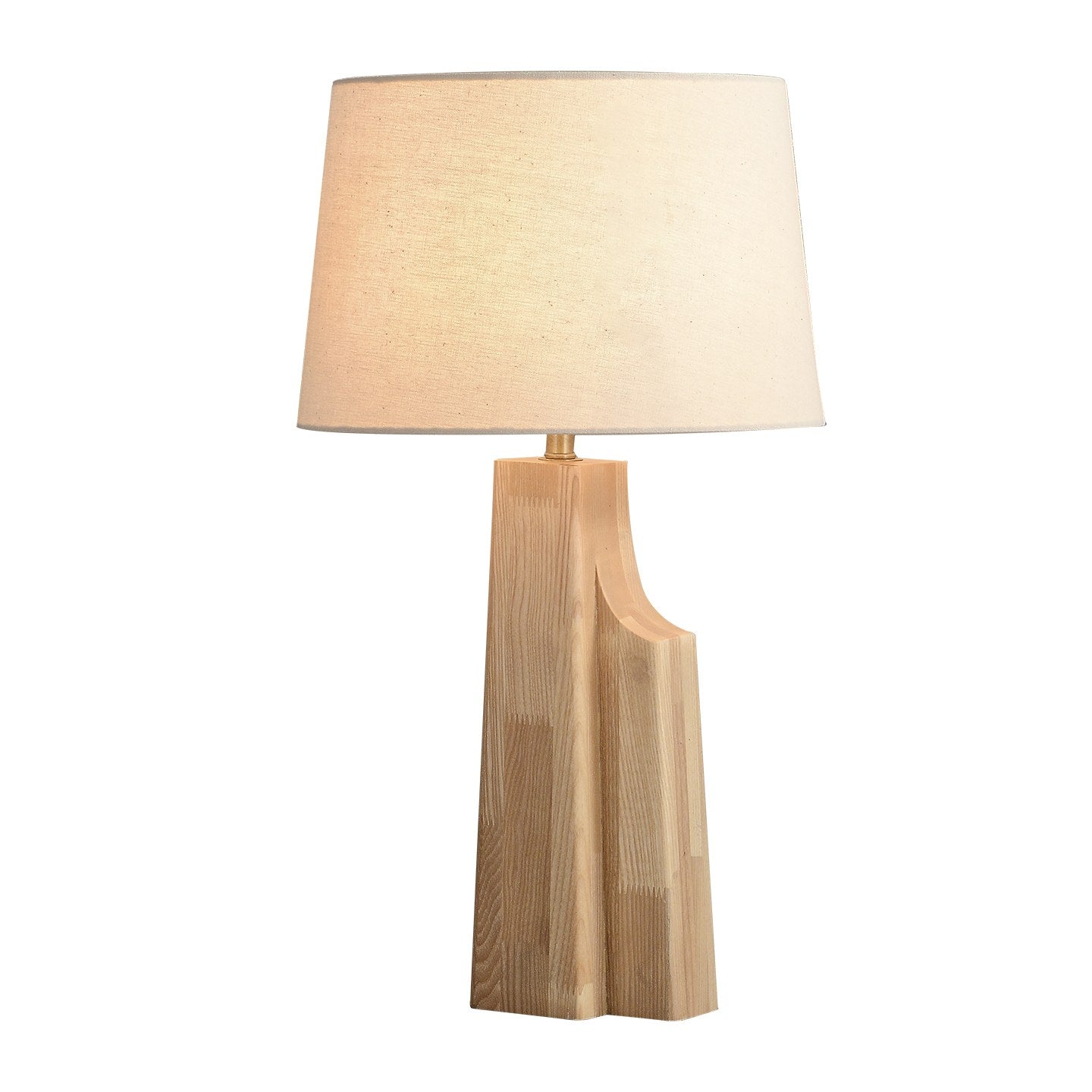 Ash Wood Fabric Shade Table Lamp - 14 白底