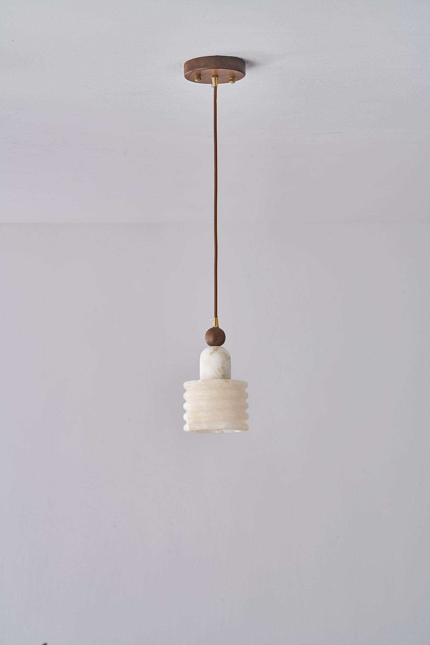 Spanish Marble and Walnut Single Pendant Light - 15 DSC09662