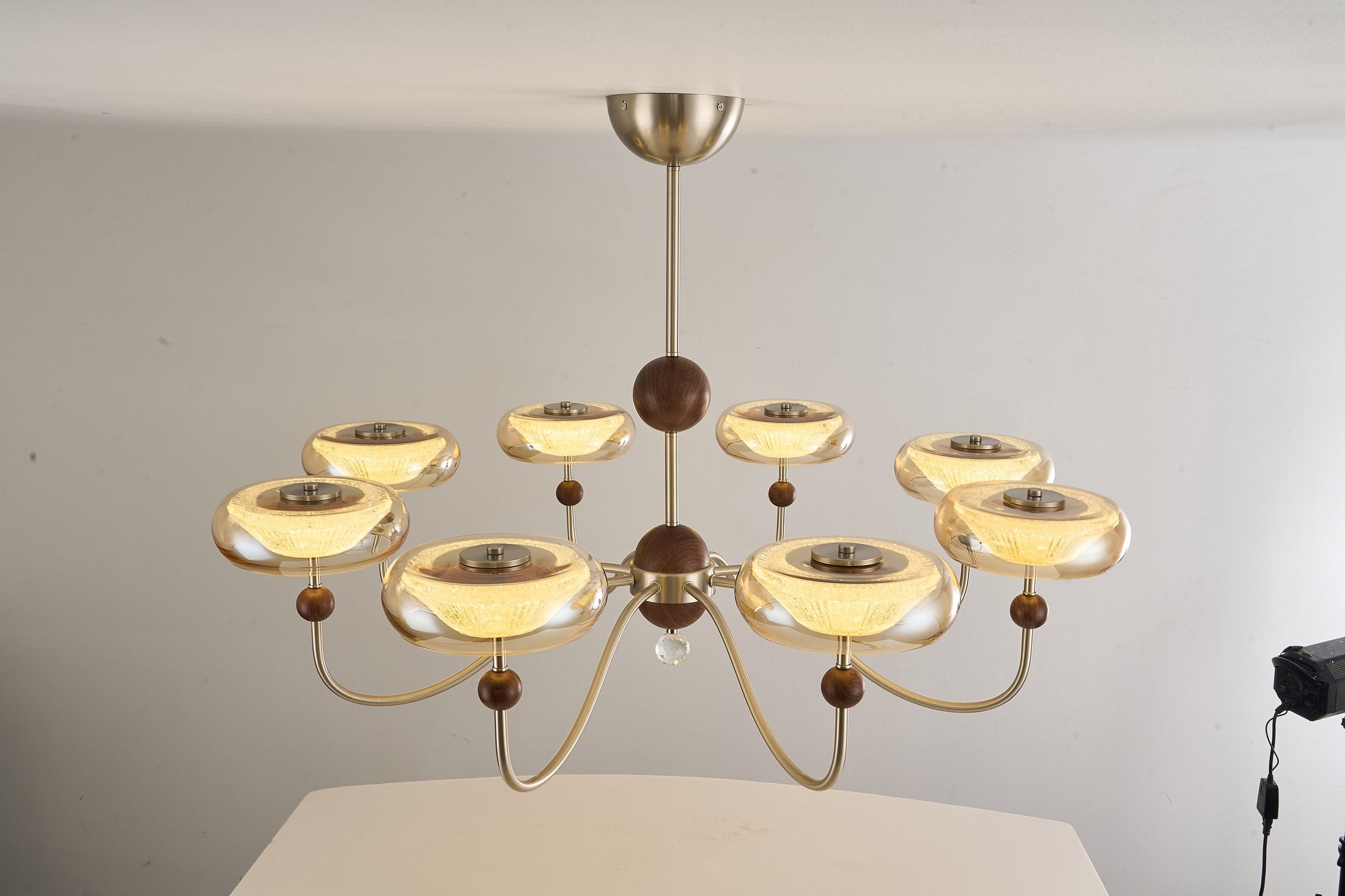 Sand Nickel Wood-Grain Glass LED Chandelier - 15 DSC06296