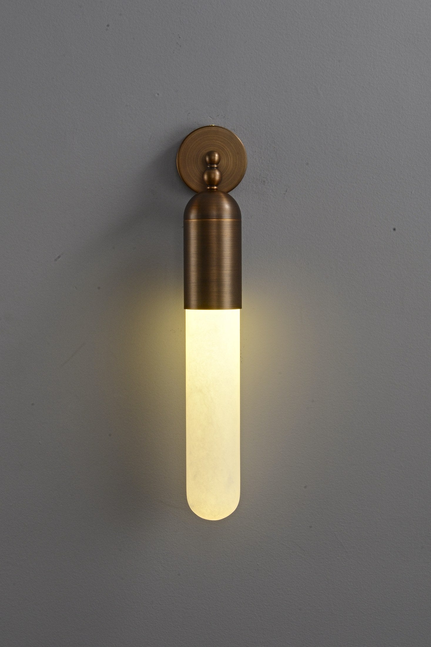 Snowflake Alabaster and Antique Copper Cylinder Wall Sconce - 15 11-22 42