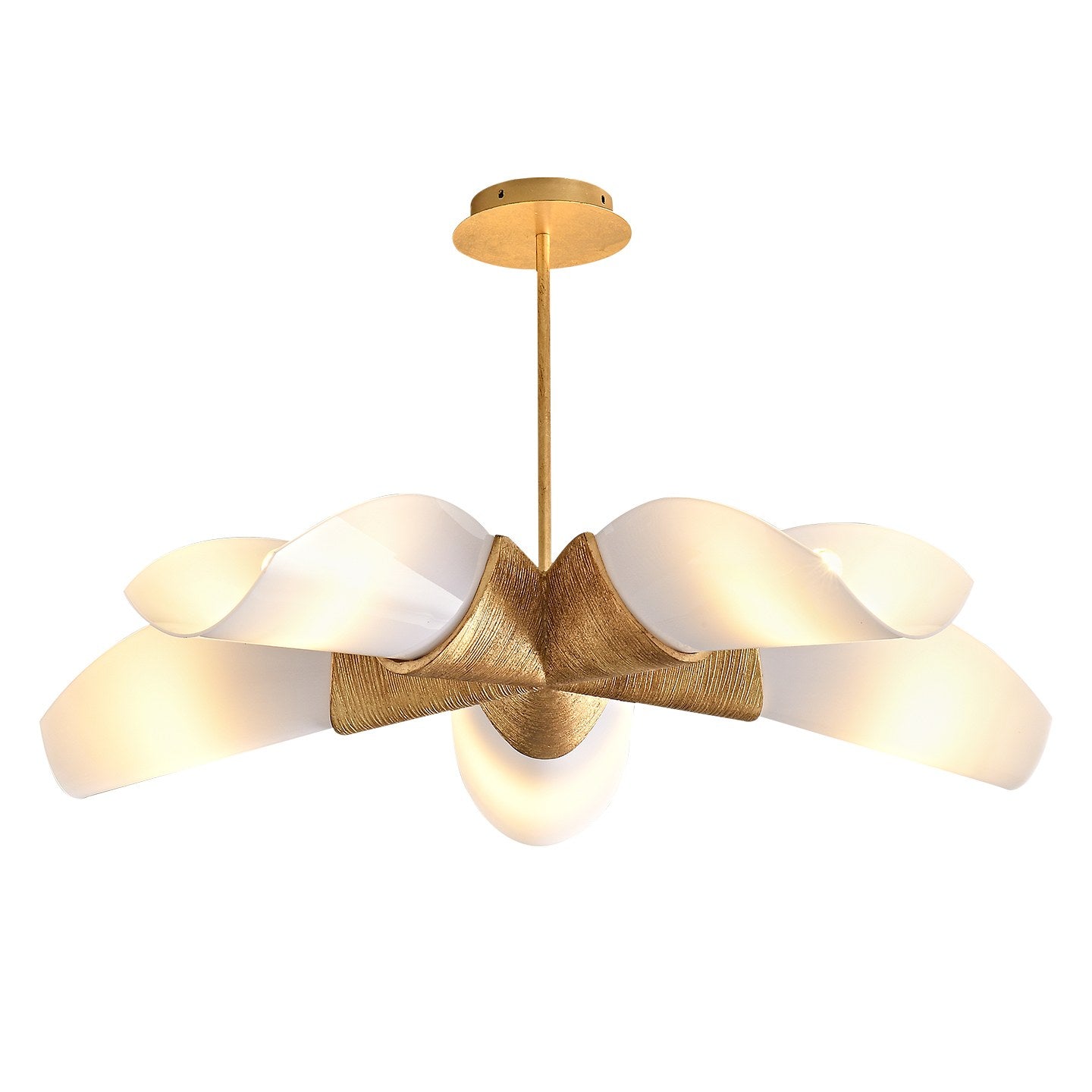 Gold Leaf Acrylic Petal Chandelier - 16 白底