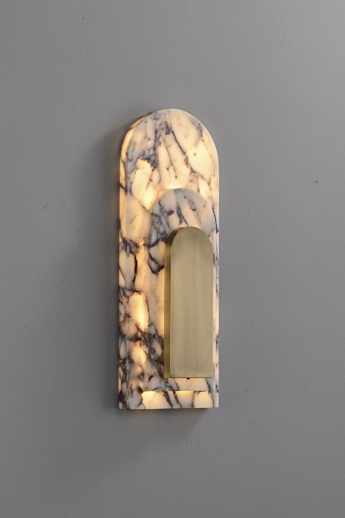 Bulgari Marble and Brushed Copper Arched Wall Sconce - 16 11-22 54