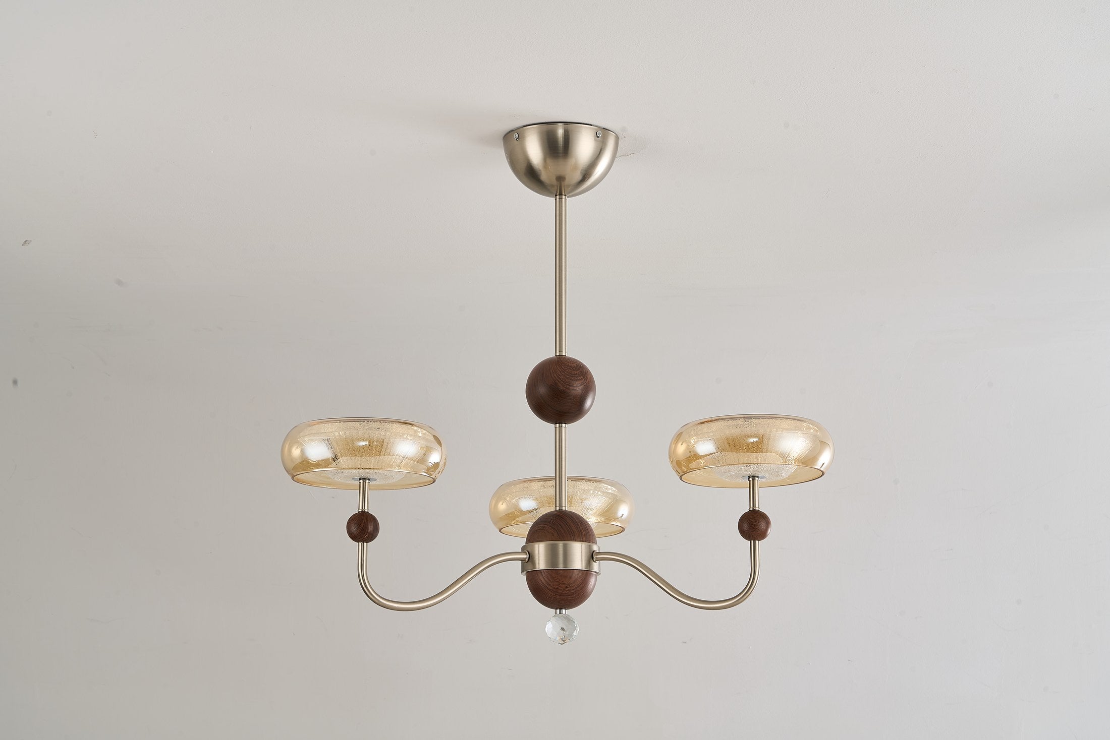 Sand Nickel Wood-Grain Glass LED Chandelier - 16 DSC06426