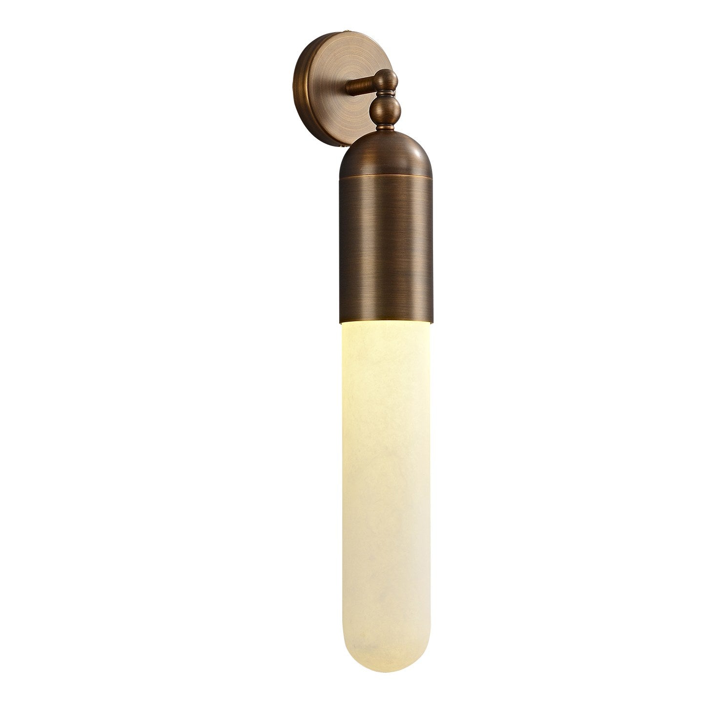 Snowflake Alabaster and Antique Copper Cylinder Wall Sconce - 16 白底