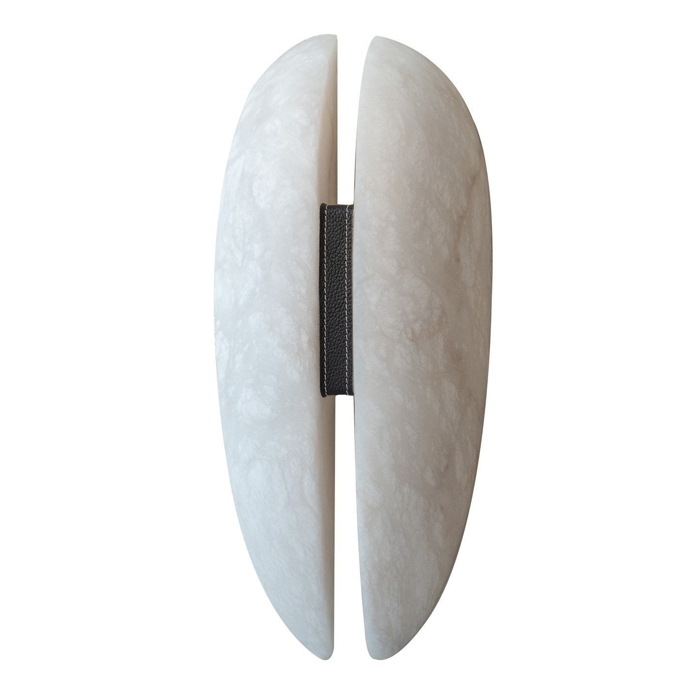 Spanish Snowflake Alabaster and Black Leather Wall Sconce - 17 白底