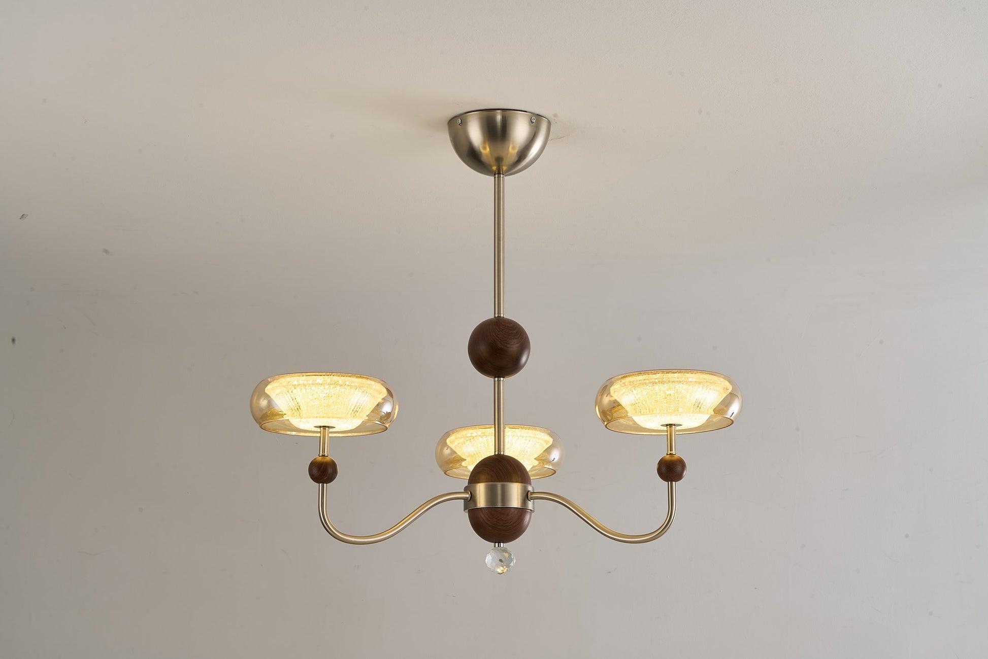Sand Nickel Wood-Grain Glass LED Chandelier - 17 DSC06429