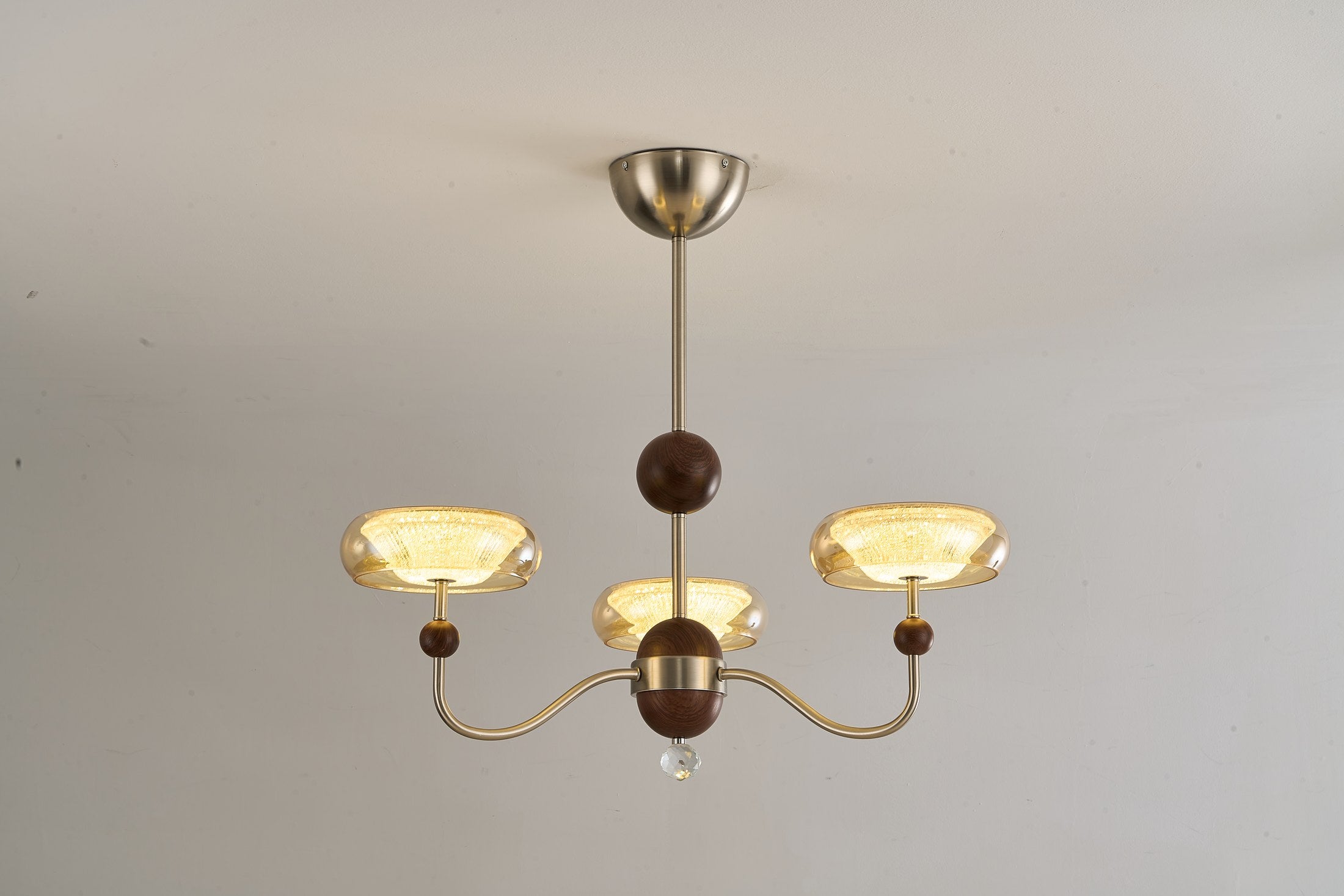 Sand Nickel Wood-Grain Glass LED Chandelier - 17 DSC06429