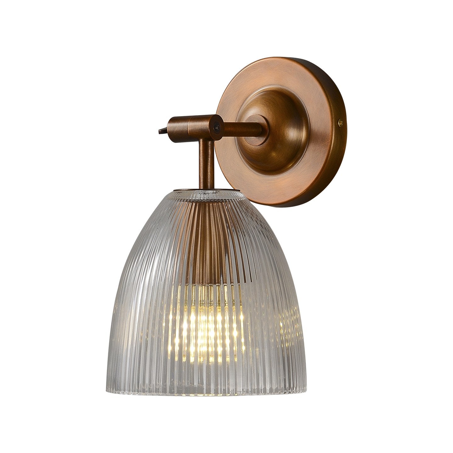 Red Antique Copper Ribbed Glass Wall Sconce - 18 白底