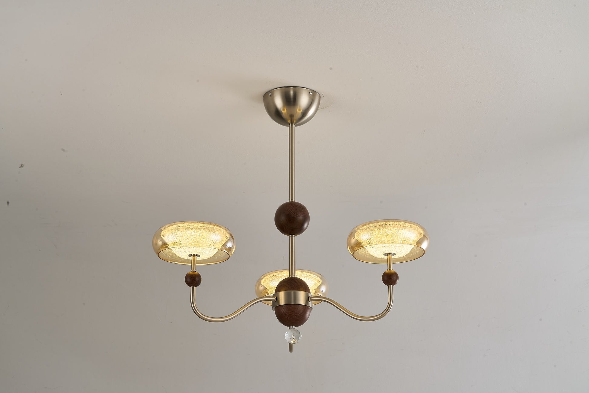 Sand Nickel Wood-Grain Glass LED Chandelier - 18 DSC06438