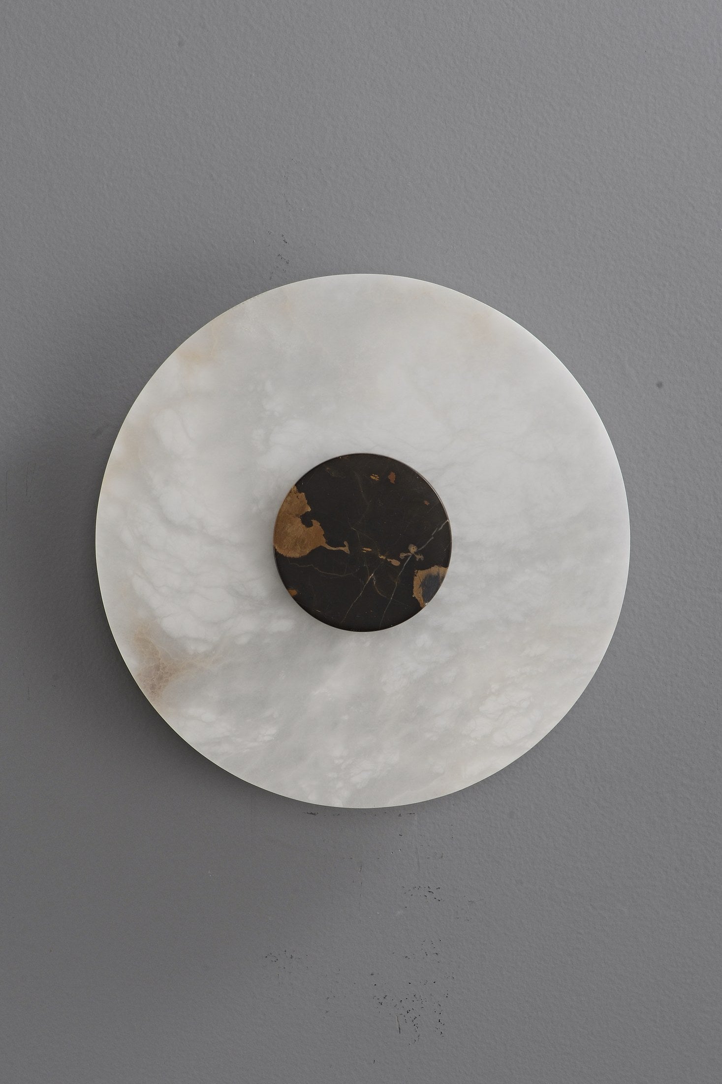 Spanish Alabaster and Marble Round Wall Sconce - 20 11-22 189
