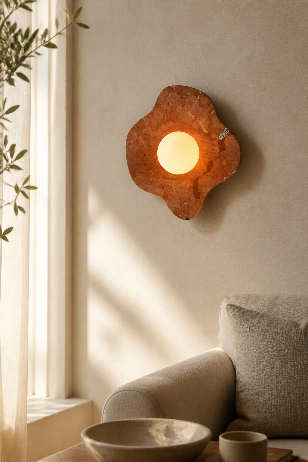 Modern Four-Lobed Stone Wall Sconce - curated collection card scene