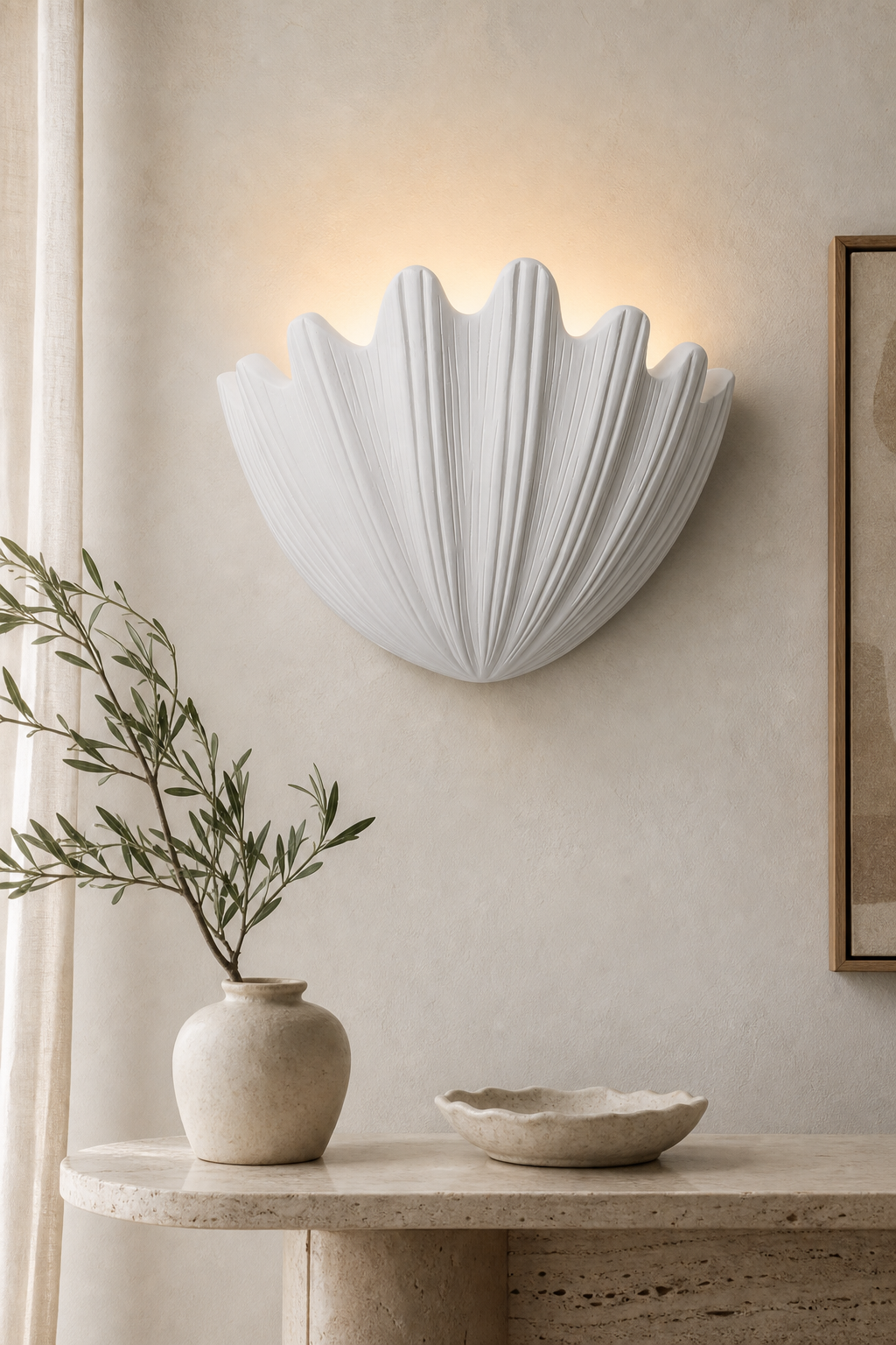 Modern Ribbed Shell Wall Sconce - curated collection card scene
