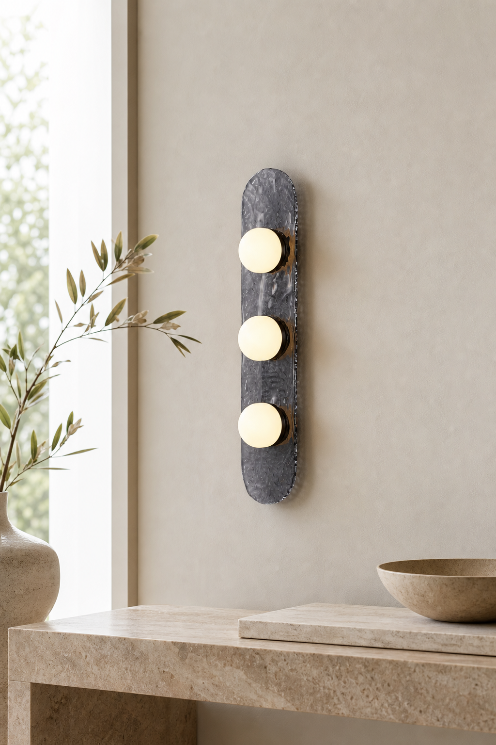Modern Smoky Glass Linear Wall Sconce - curated collection card scene