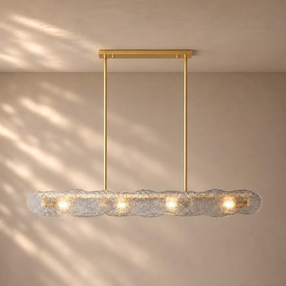 Modern Textured Glass Linear Island Chandelier - 01 01-hero-product