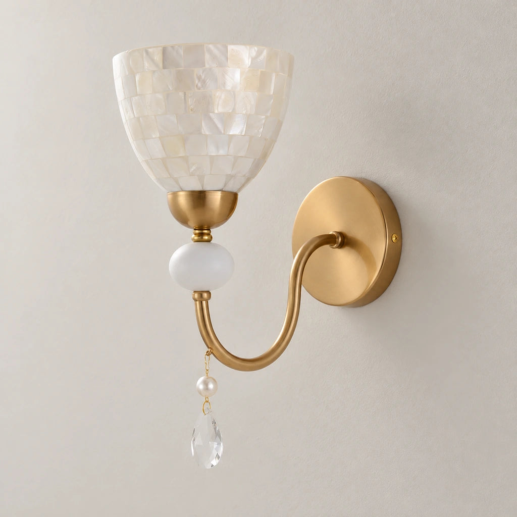 Nacivelle shell mosaic and glass wall sconce, hero off
