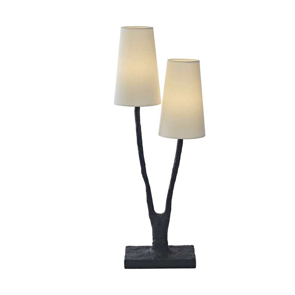 Noirbough black copper branch table lamp on a white background