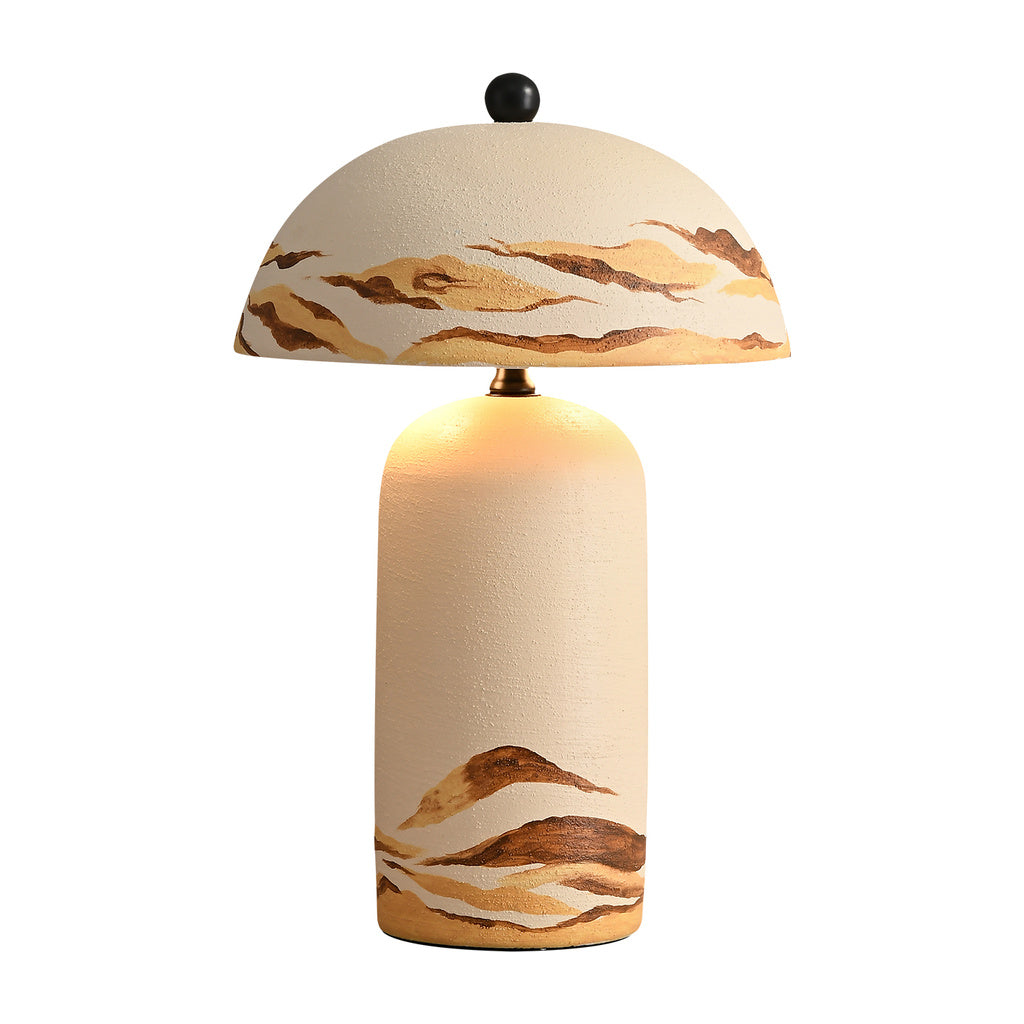 Desert Ivory hand-painted ceramic table lamp on a white background