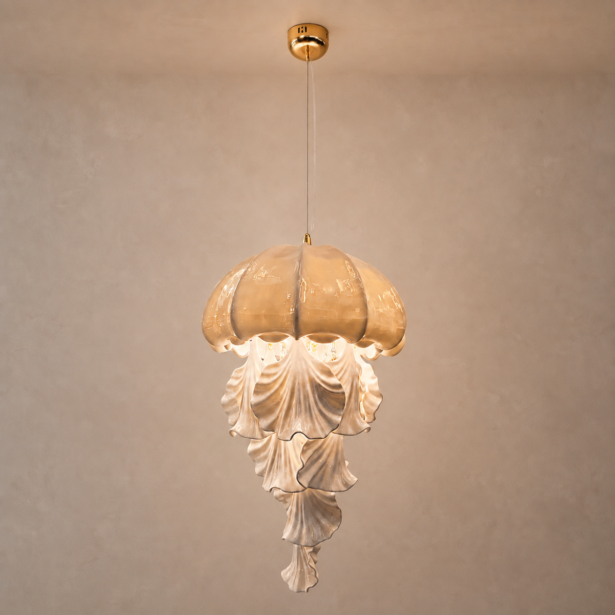 Ondelisse Ivory Jellyfish Pendant Light — generated installed hero