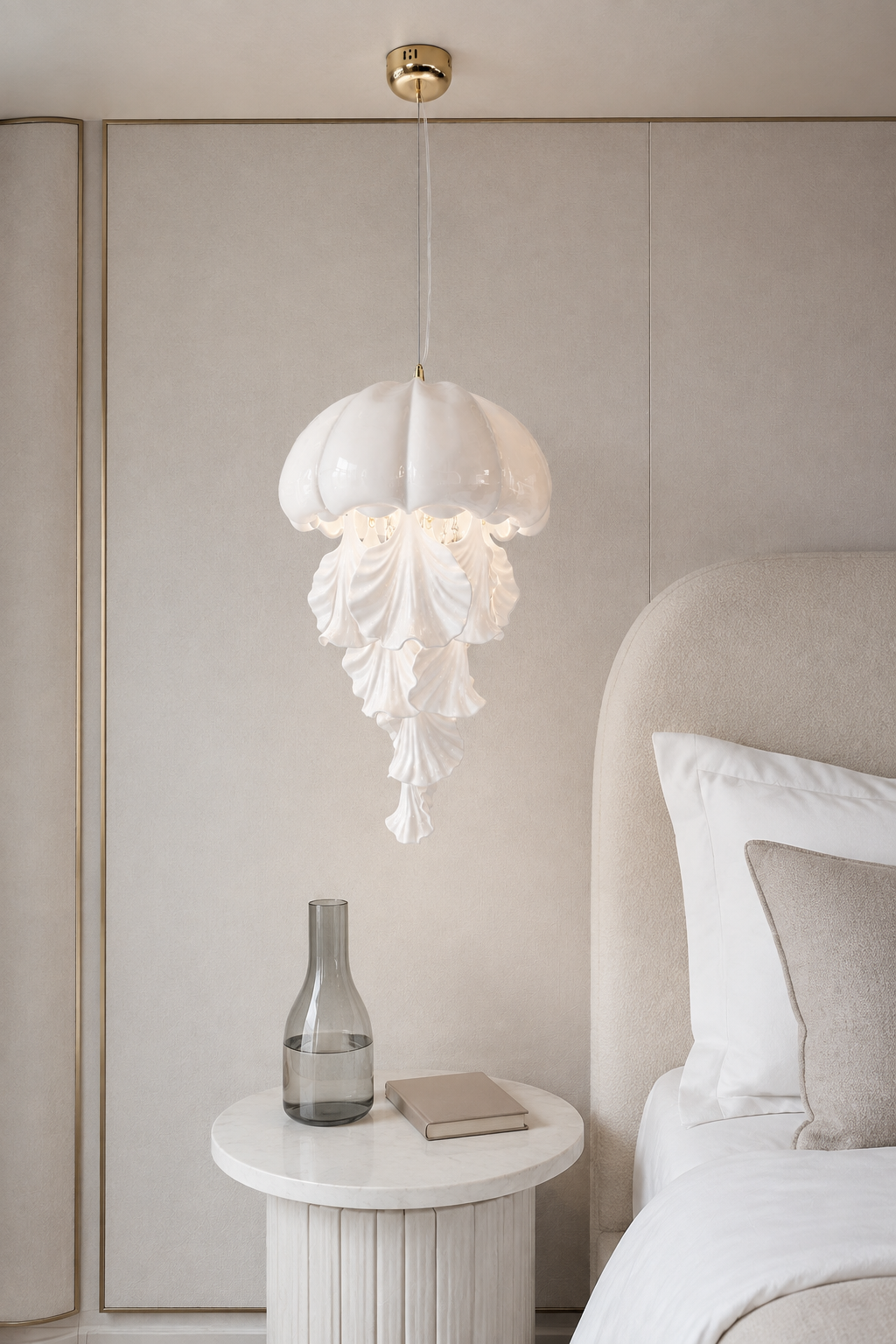 Ondelisse pendant — ivory marble bedside scene