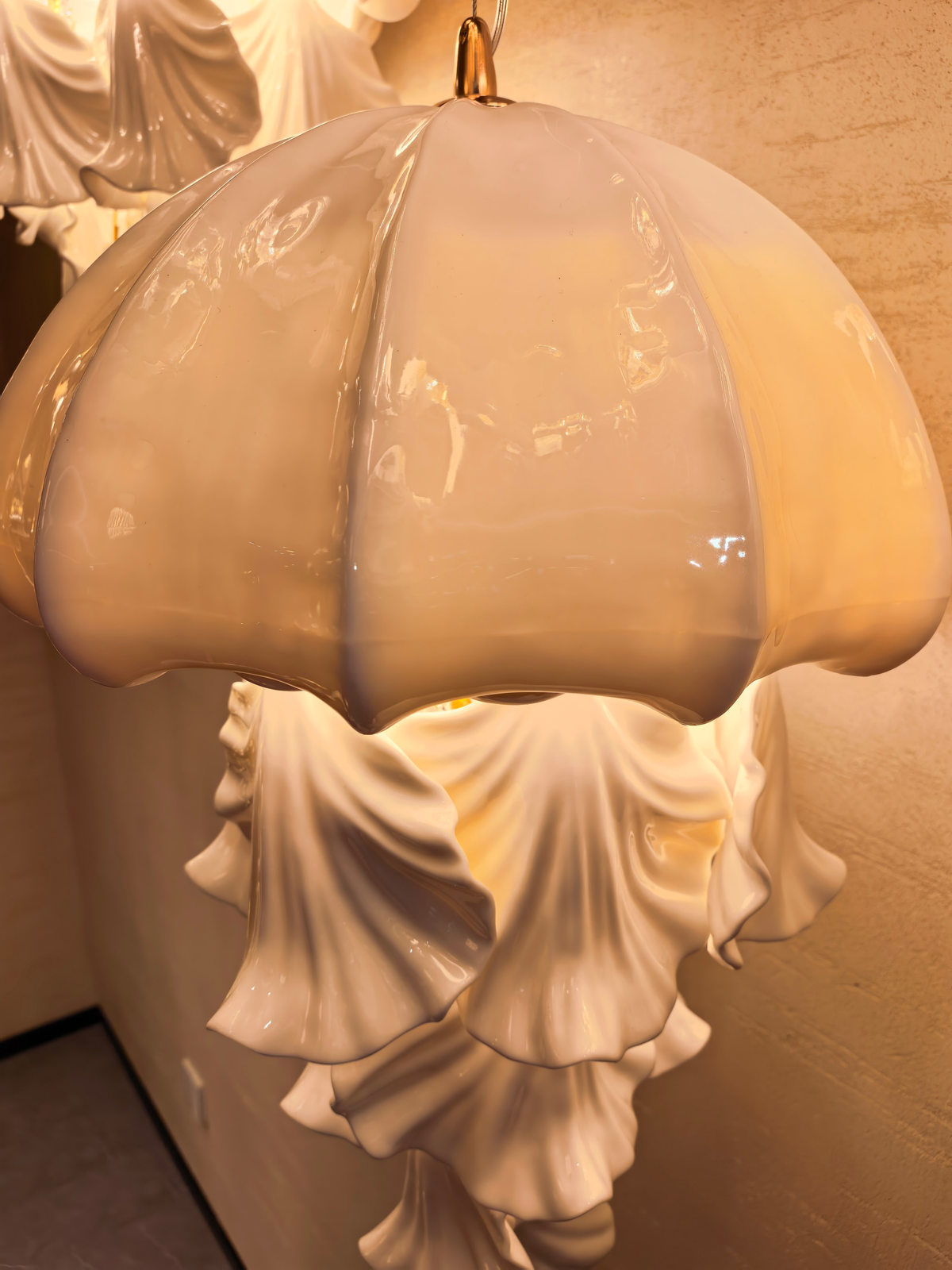 Ondelisse Ivory Jellyfish Pendant Light — original photograph of the glazed dome detail