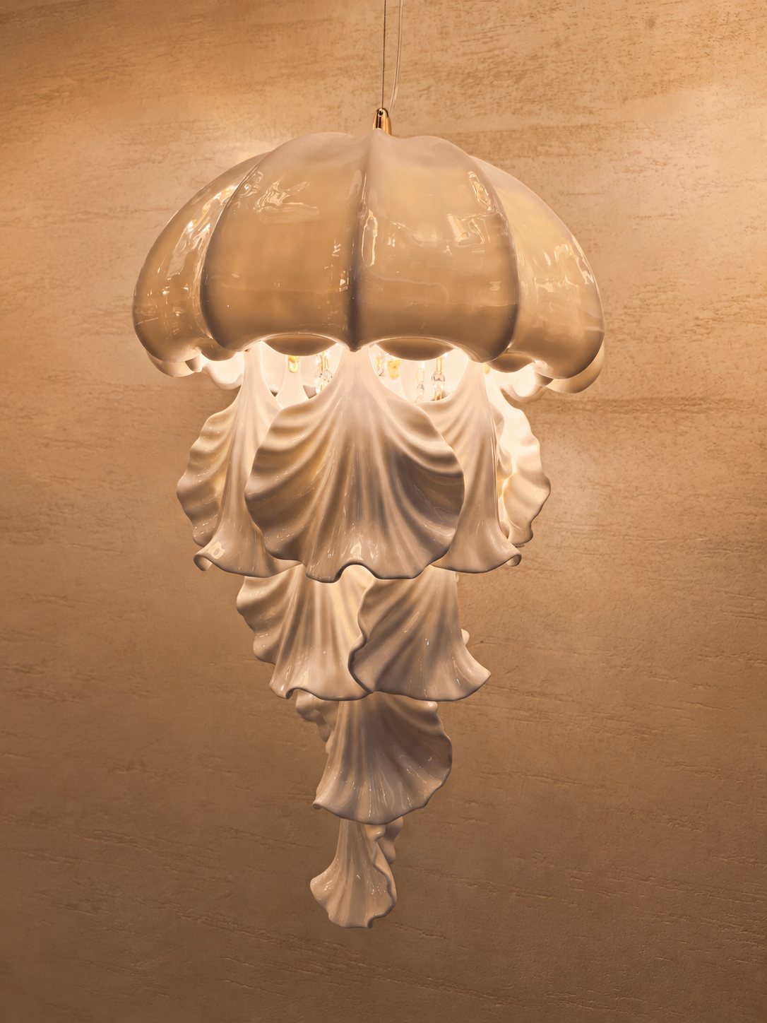 Ondelisse Ivory Jellyfish Pendant Light — source-grounded photograph with neighboring fixture removed