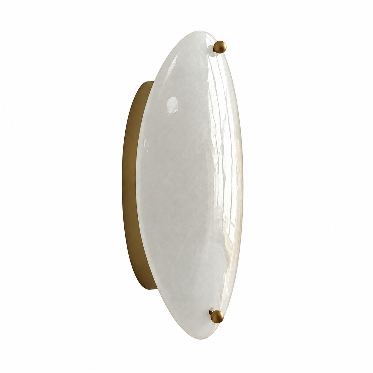 Orellith white stone wall sconce, complete unlit product on white background.