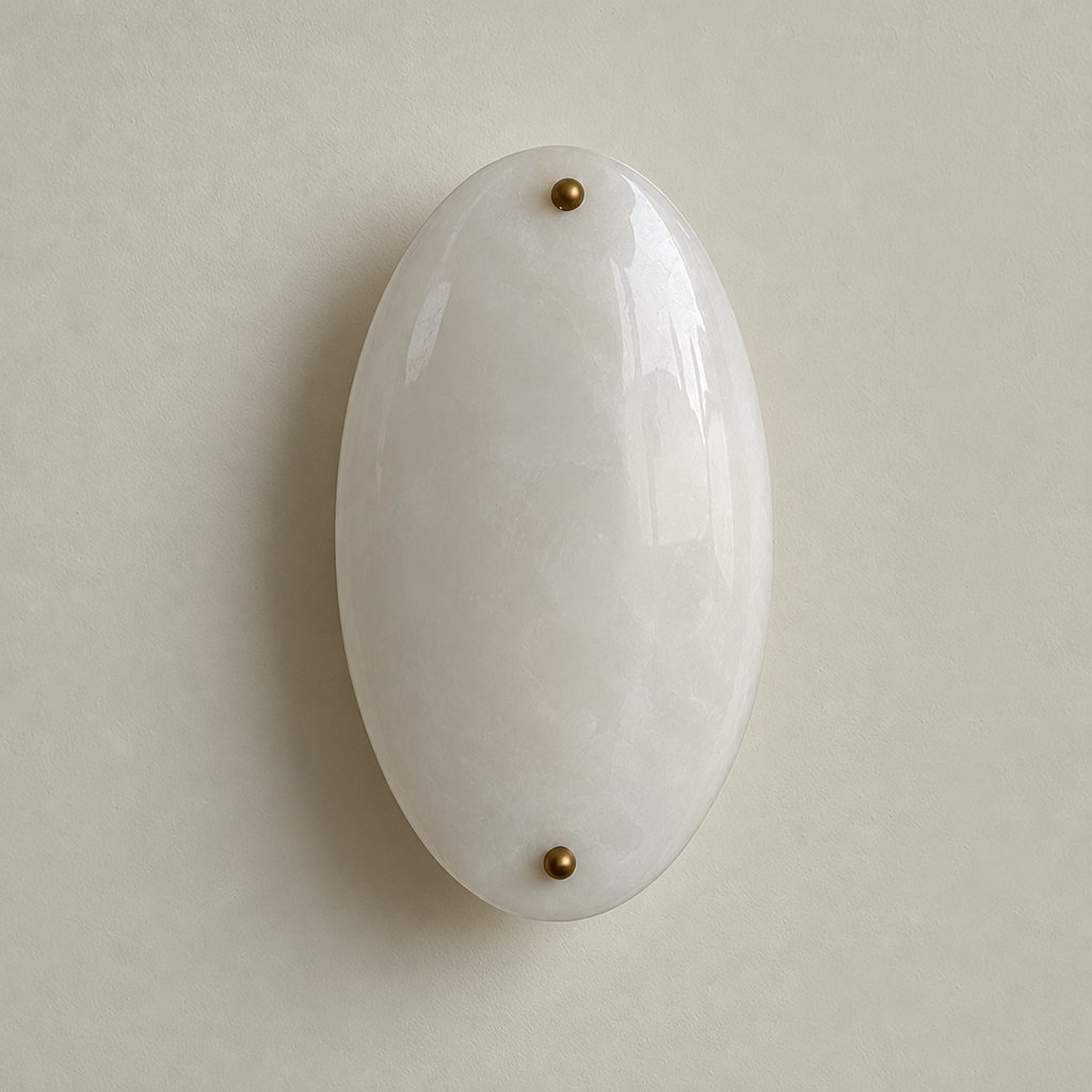 Orellith White Stone Wall Sconce in a near-front view on a warm neutral wall