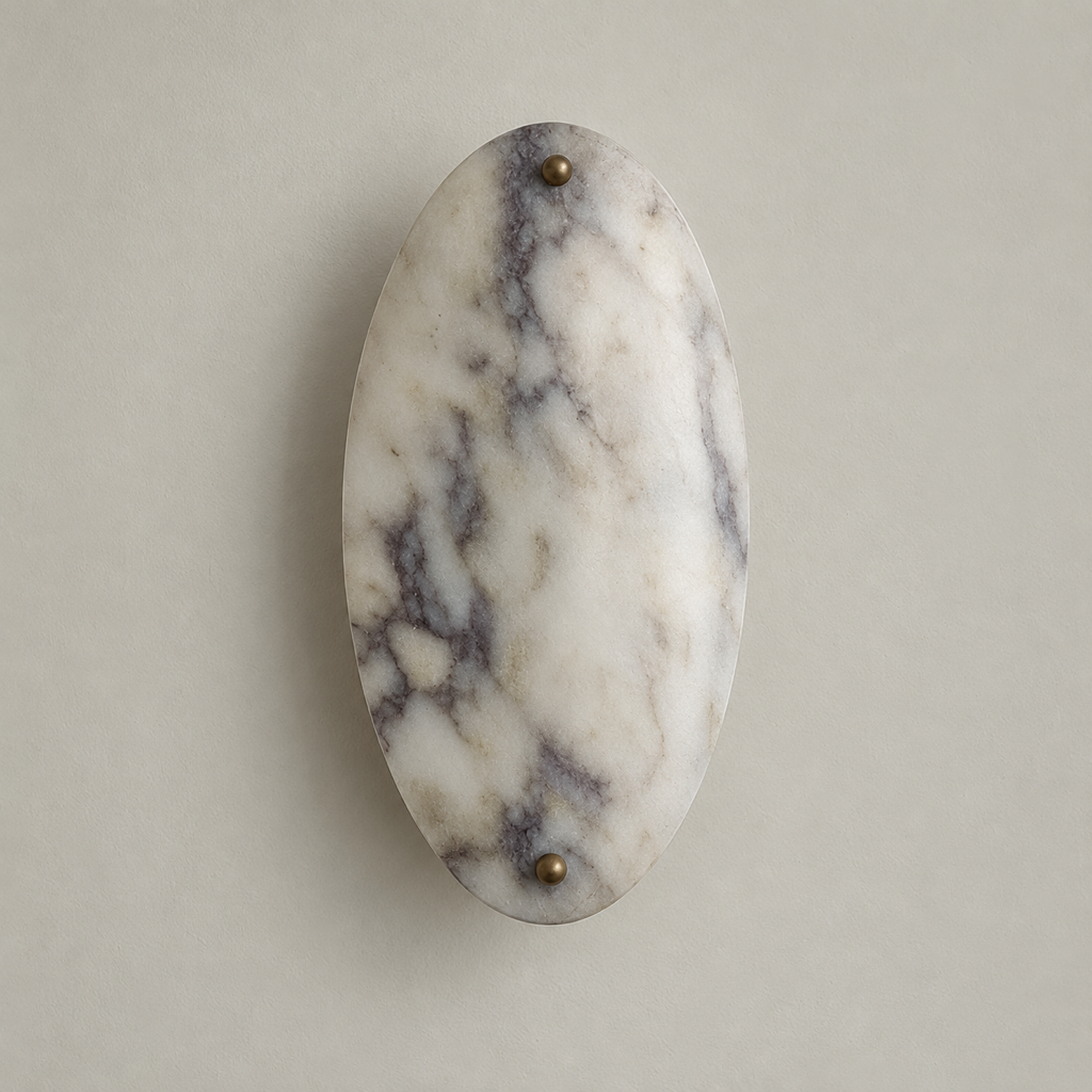 Orellith Purple-Veined Stone Wall Sconce in a near-front view on a warm neutral wall