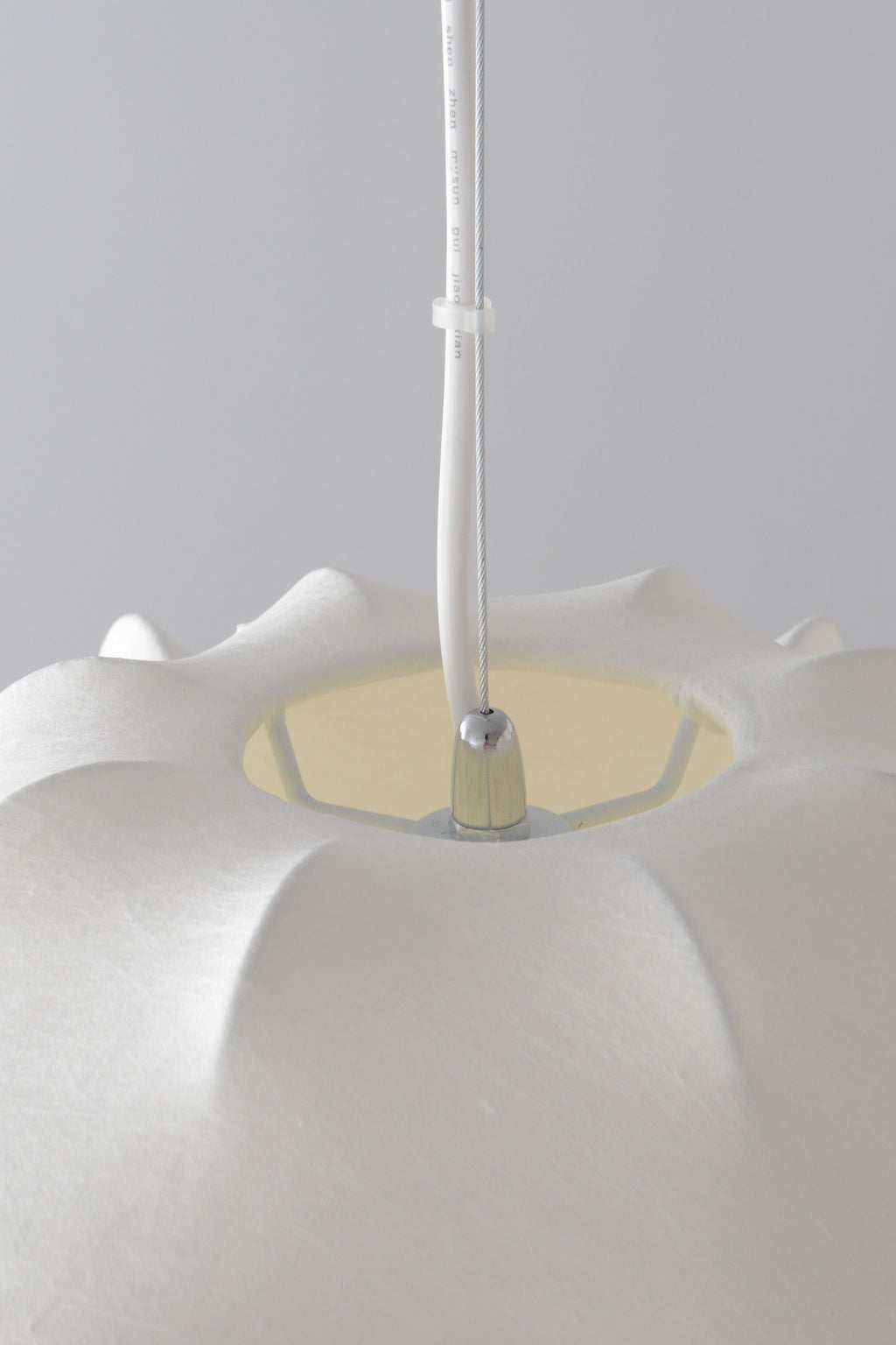 Handmade Mulberry Silk Pendant Light in White - 05 real top connection