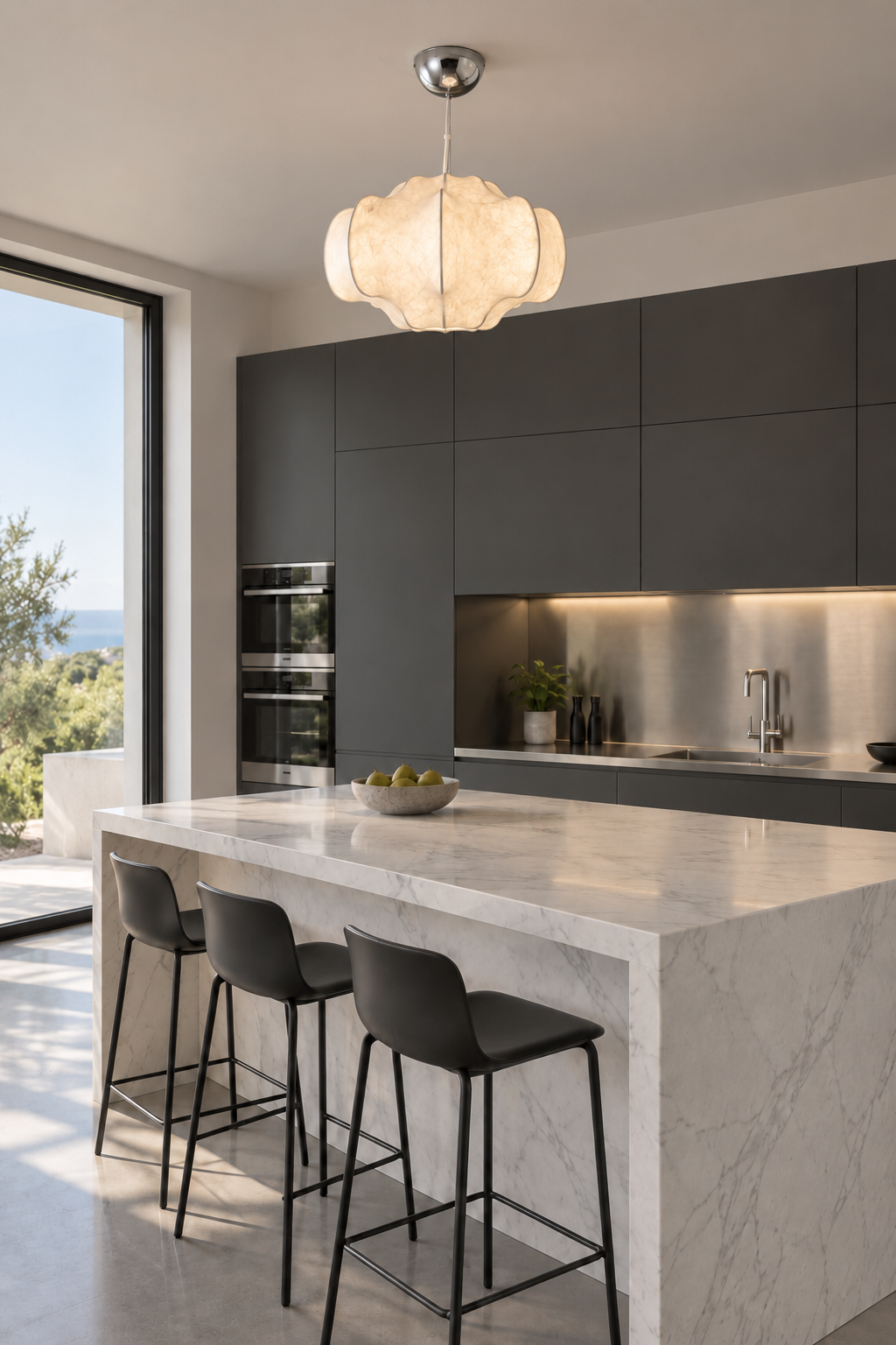 Handmade Mulberry Silk Pendant Light in White - 11 modern kitchen short cord