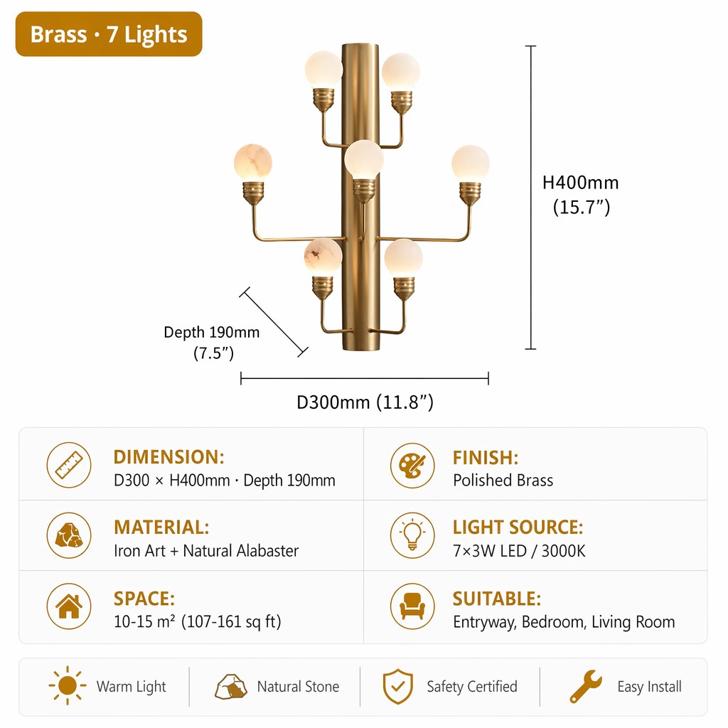 Modern Alabaster Wall Sconce in Natural Brass - product image 20