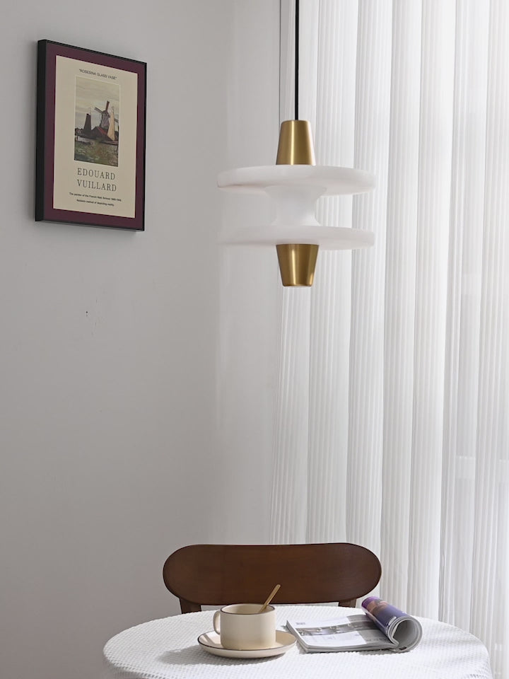 Modern Spanish Alabaster Disc Pendant Light - real product video